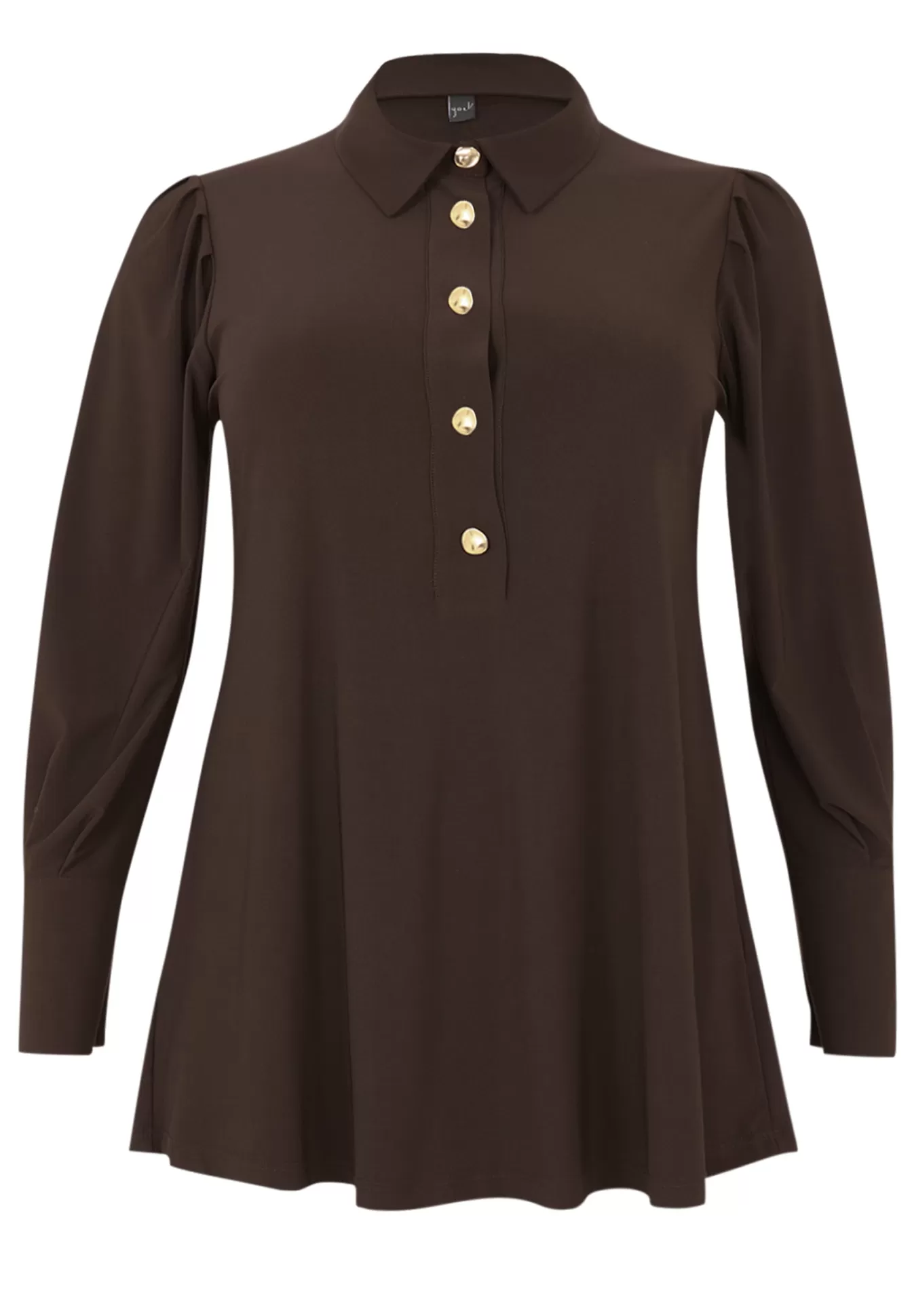 YOEK Blouse flare met pofmouwen DOLCE Brown Best Sale