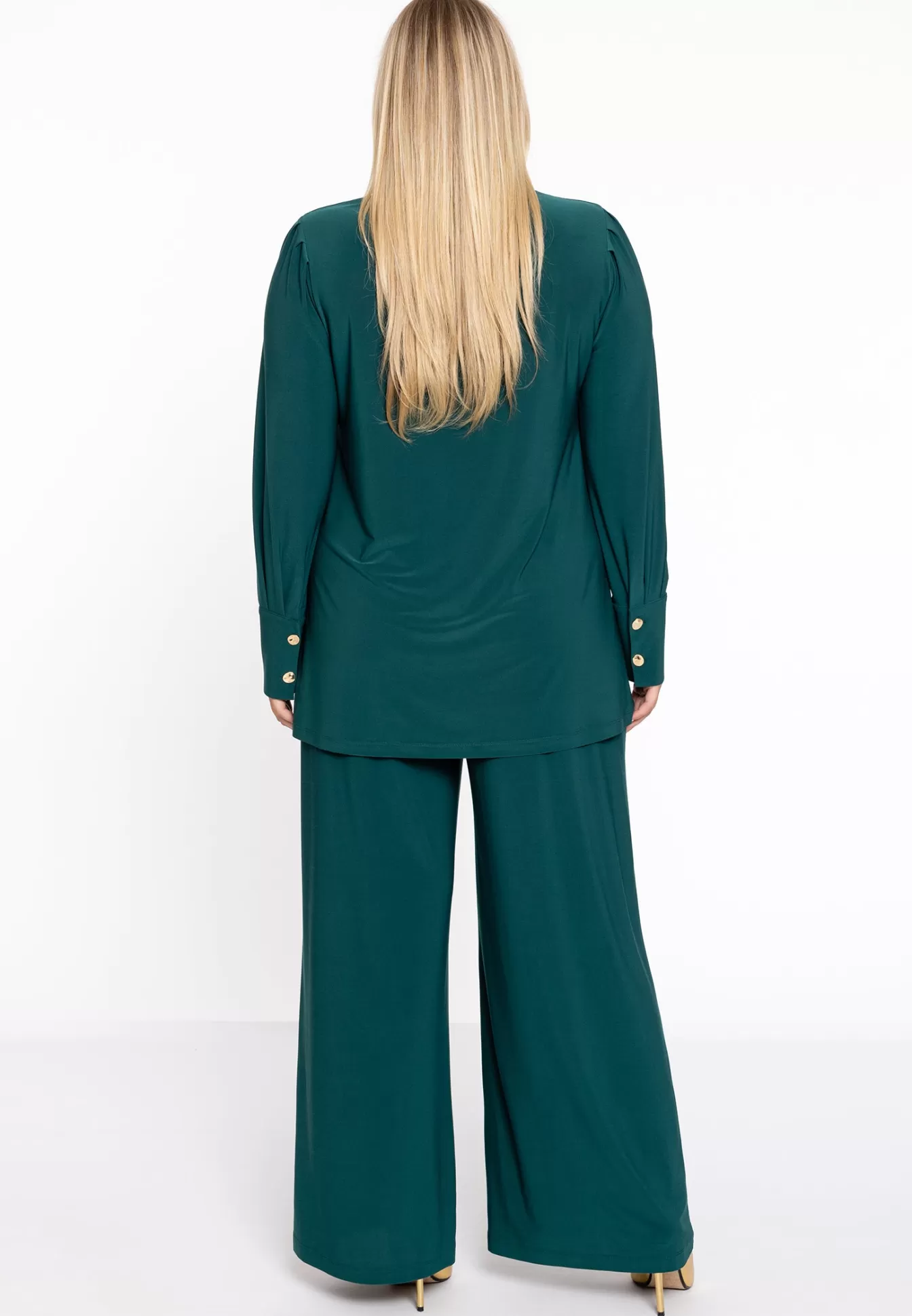 YOEK Blouse flare met pofmouwen DOLCE Darkgreen Best Sale