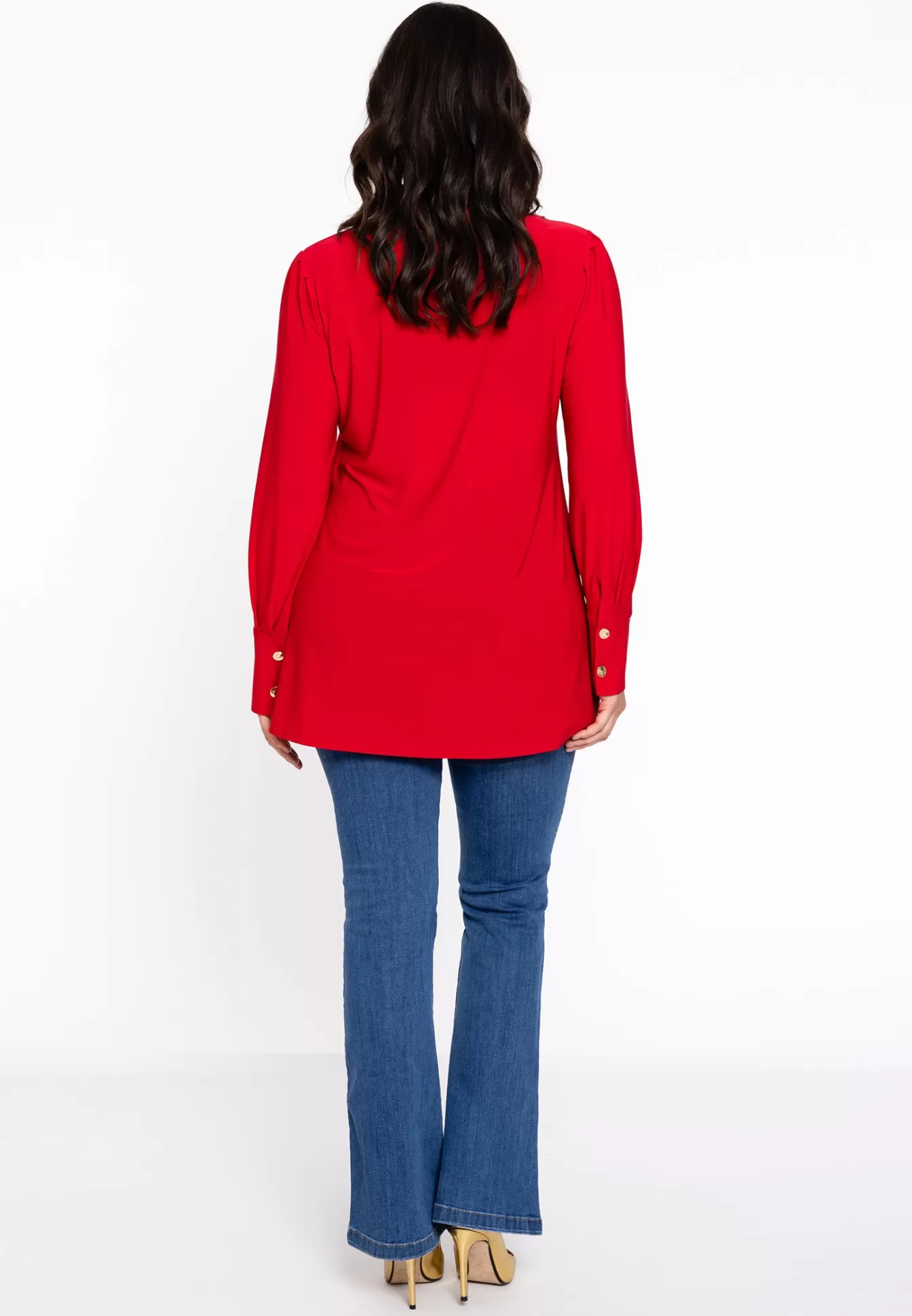 YOEK Blouse flare met pofmouwen DOLCE Red Fashion