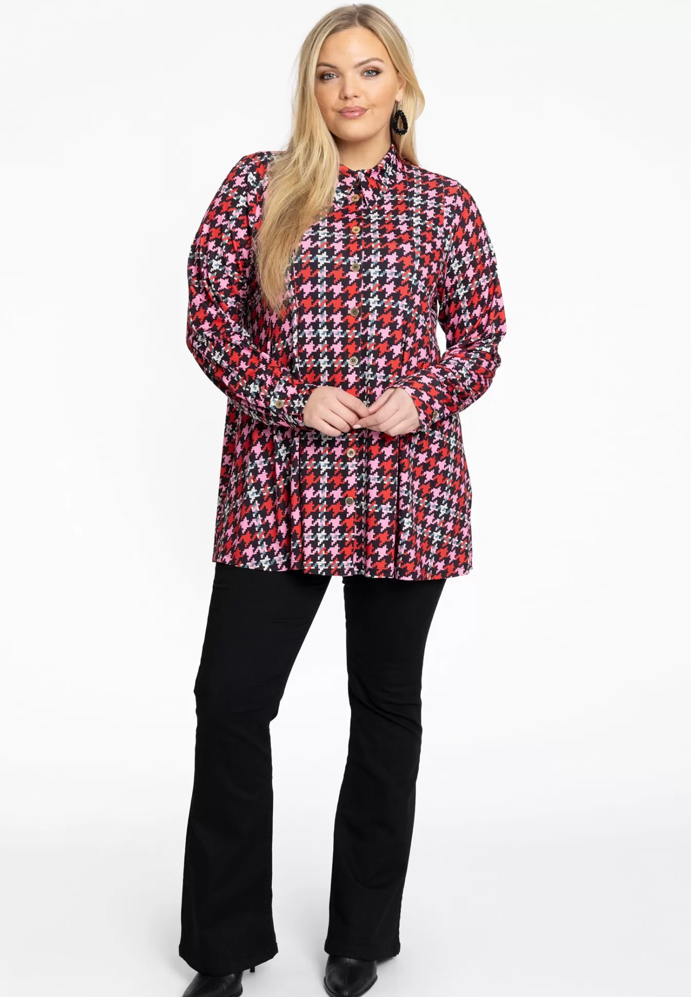 YOEK Blouse flare PIED DE POULE Red Online