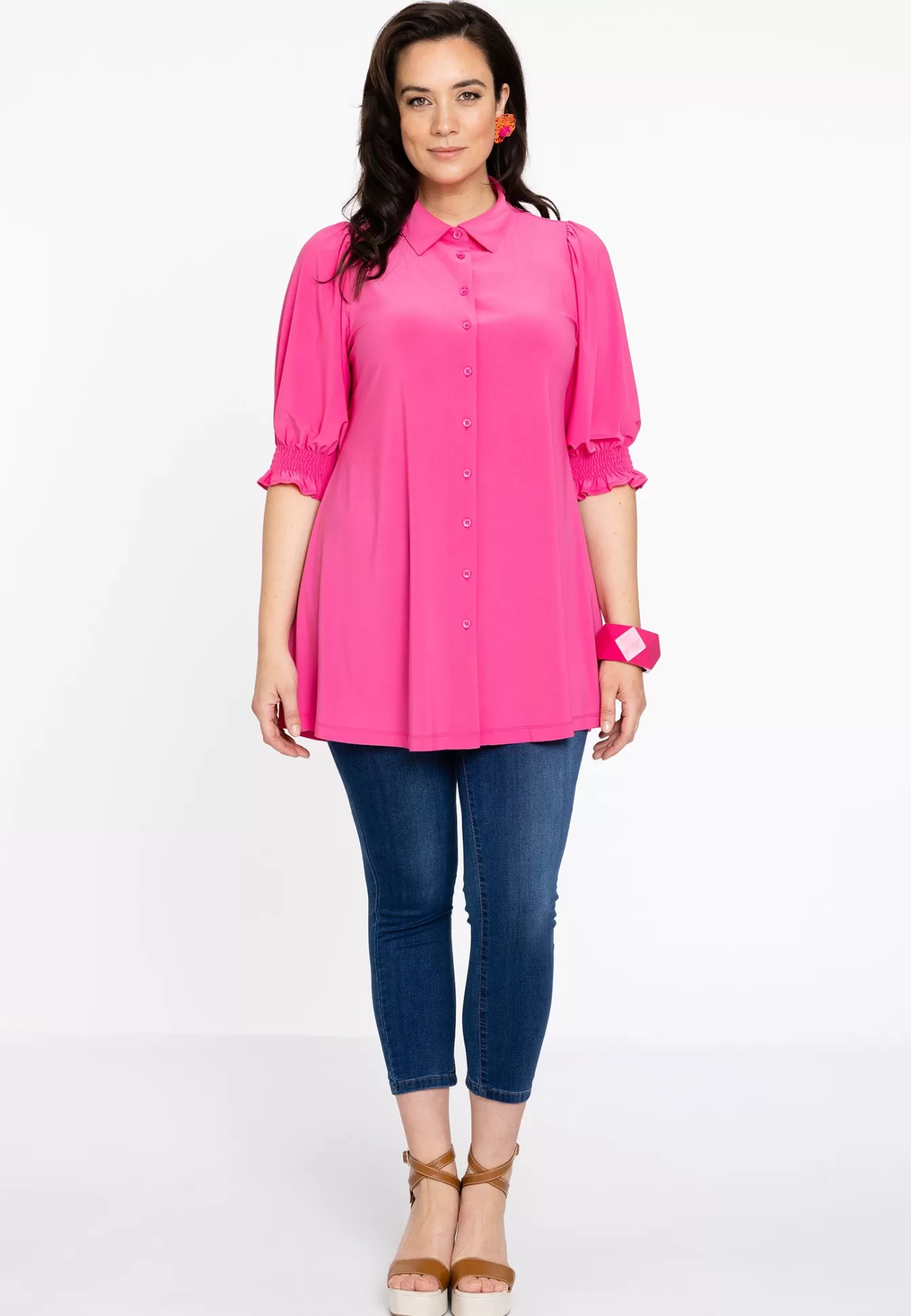 YOEK Blouse met pofmouwen Dolce Pink Outlet