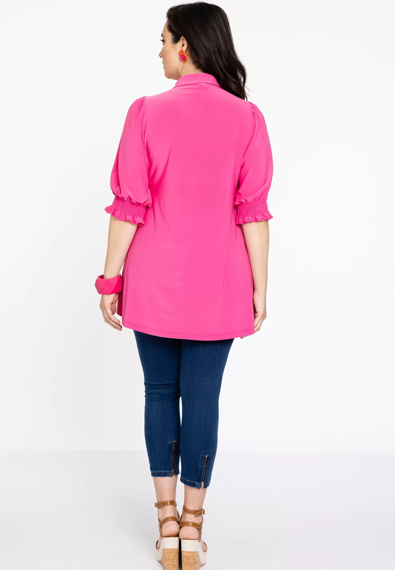 YOEK Blouse met pofmouwen Dolce Pink Outlet