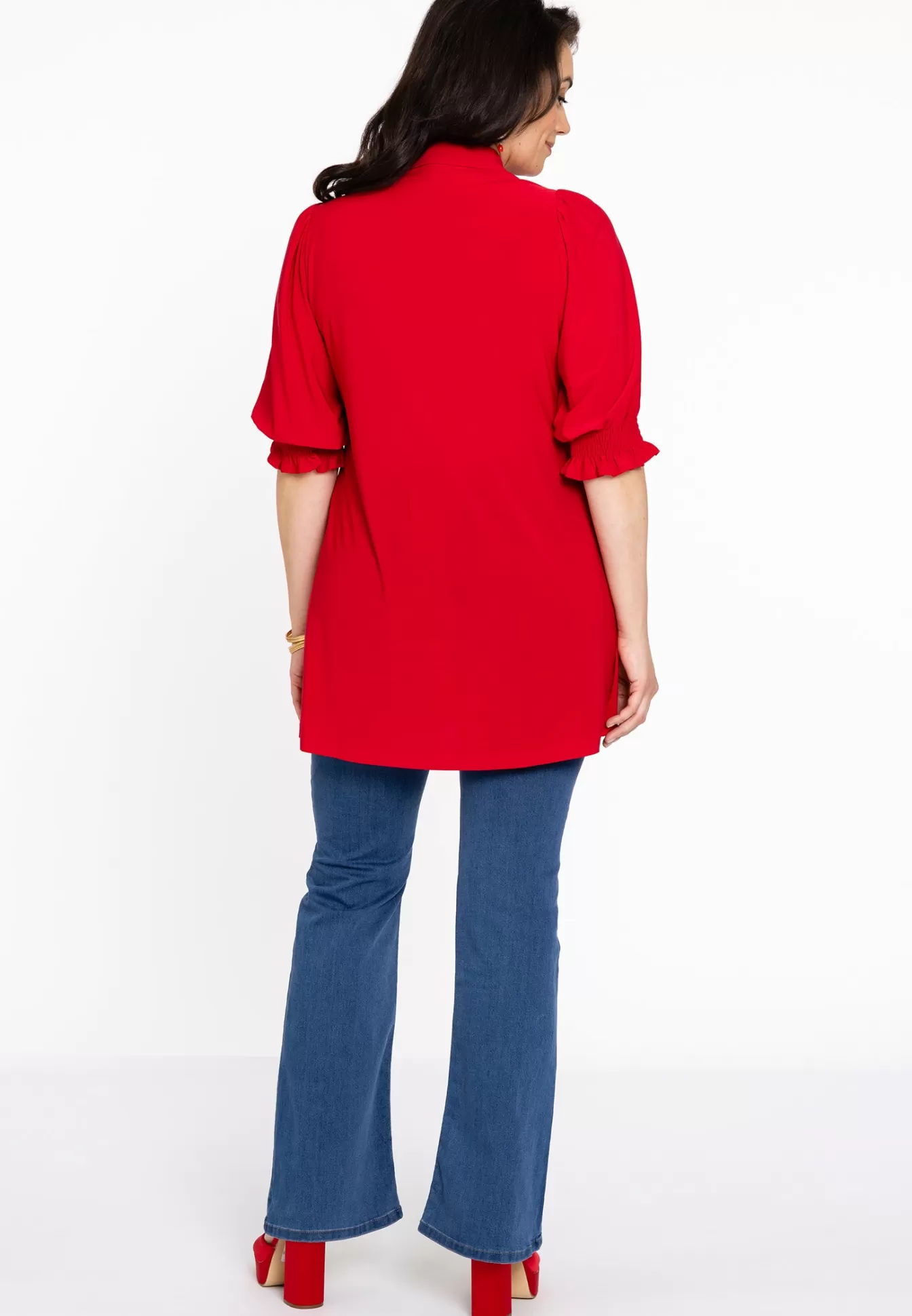 YOEK Blouse met pofmouwen Dolce Red Shop