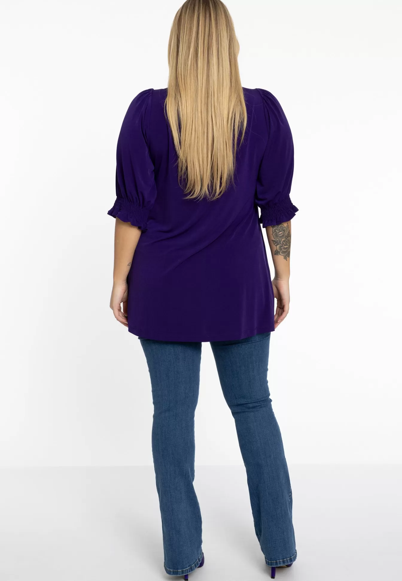 YOEK Blouse met pofmouwen Dolce Purple Clearance