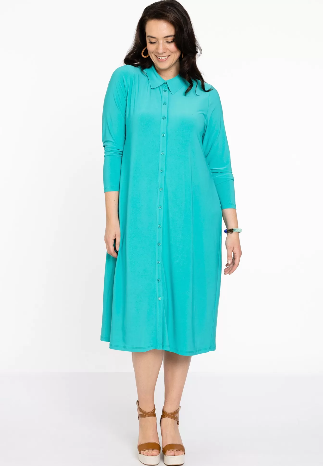 YOEK Blouse midi DOLCE Turquoise Cheap