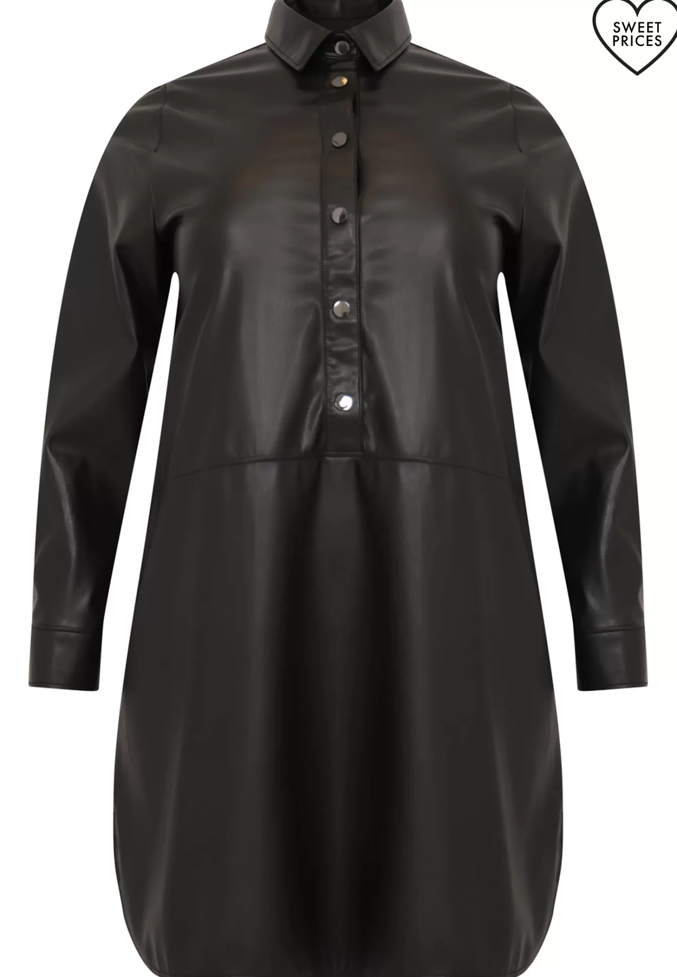 YOEK Blouse-jurk FAUX LEATHER Black Sale