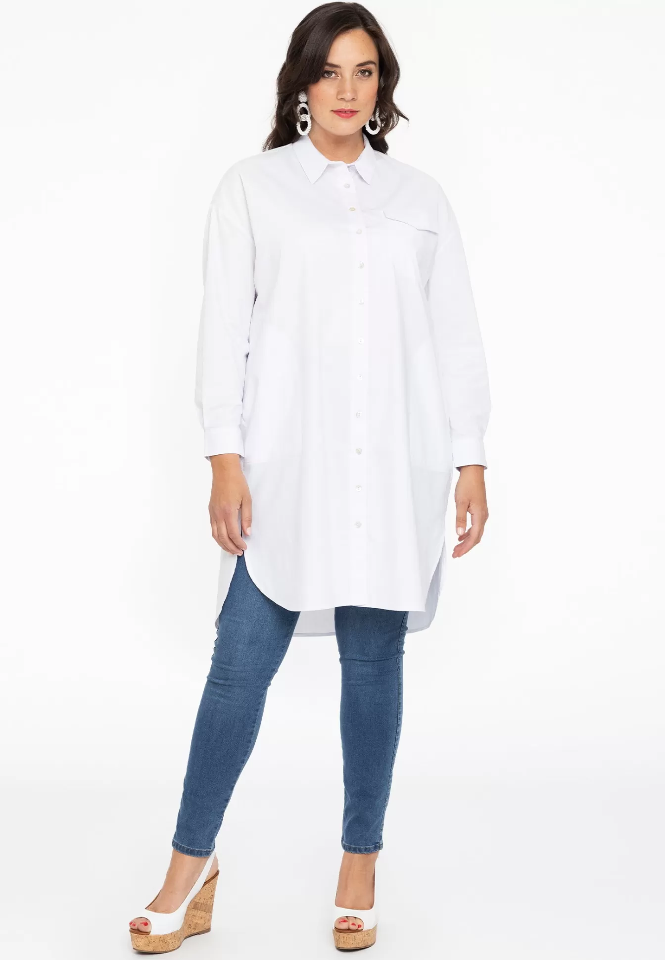 YOEK Blouse-jurk POPLIN STRETCH White Shop