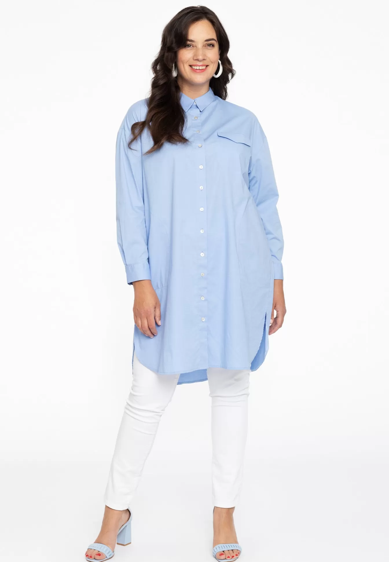 YOEK Blouse-jurk POPLIN STRETCH Lightblue Clearance