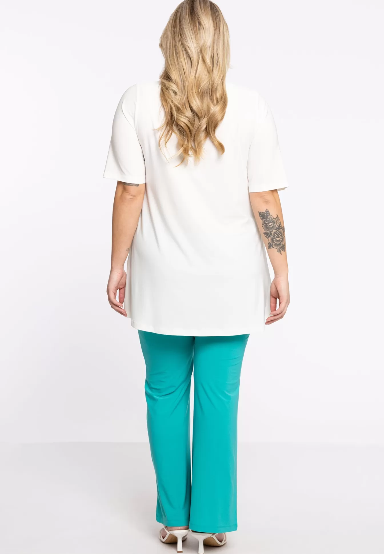 YOEK Broek bootleg DOLCE Turquoise Online