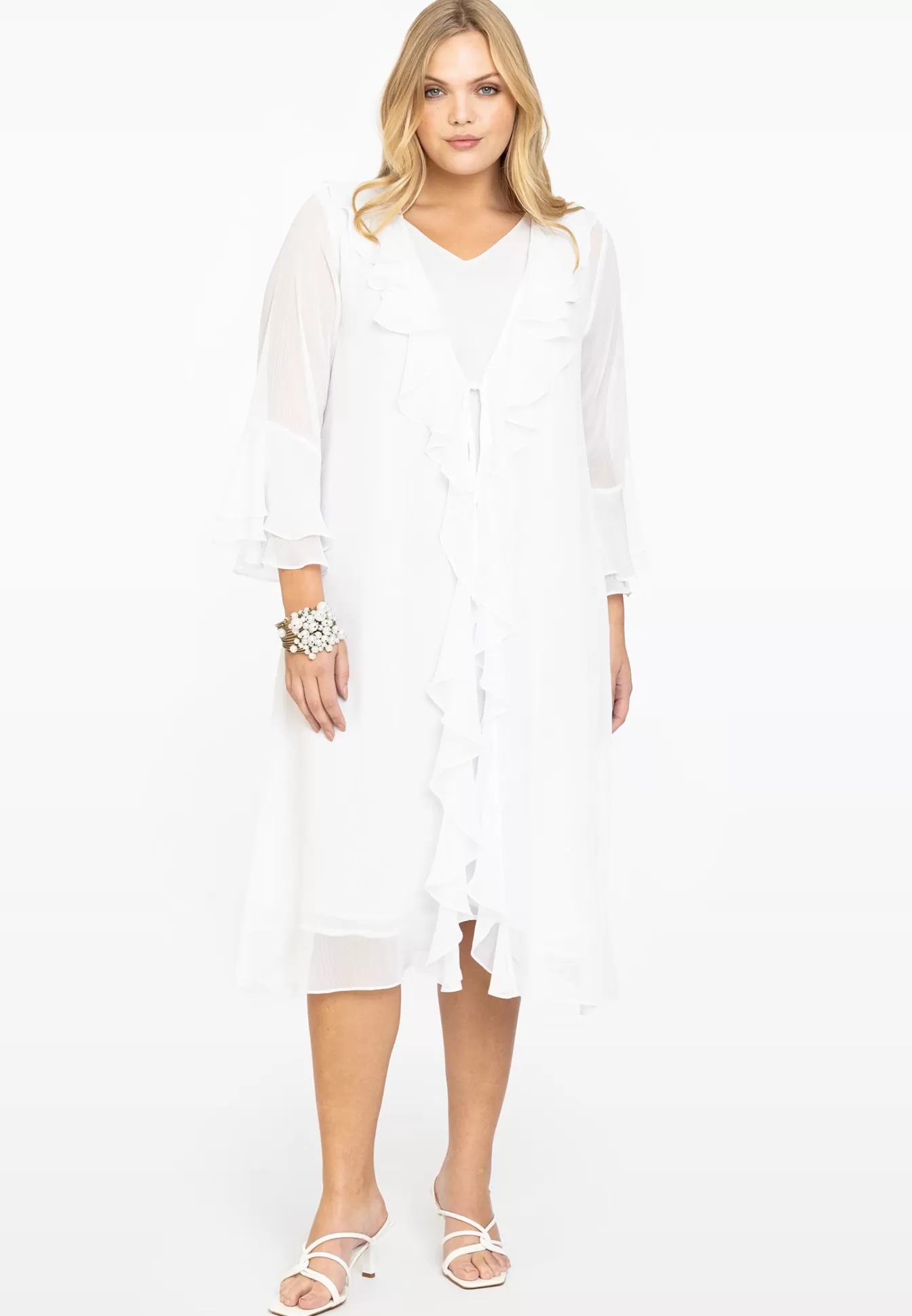 YOEK Cardi-blouse met ruches VOILE White Cheap