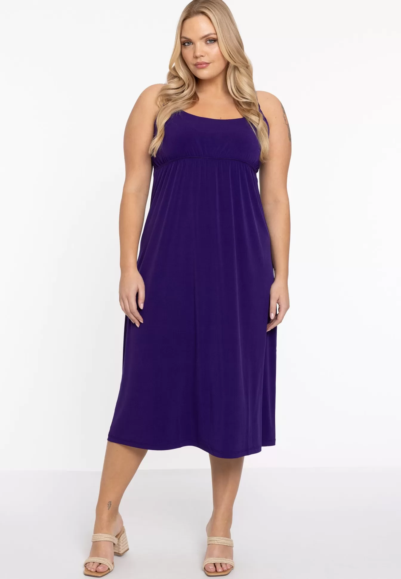 YOEK Dress spaghetti elastic waist DOLCE Purple Discount