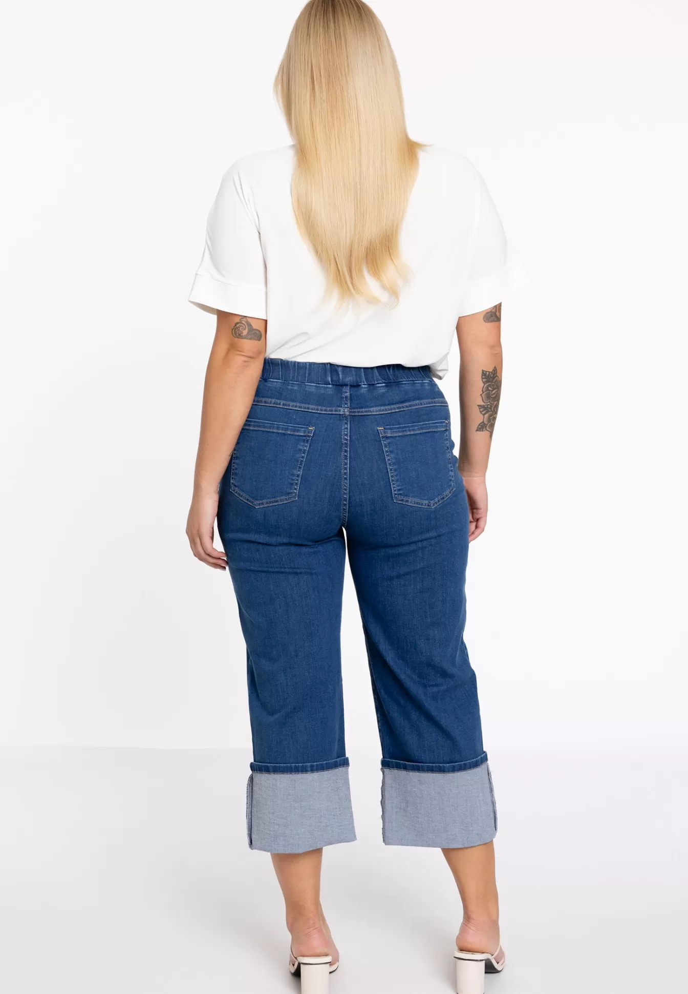 YOEK Jeans cropped met omslag Indigo Cheap