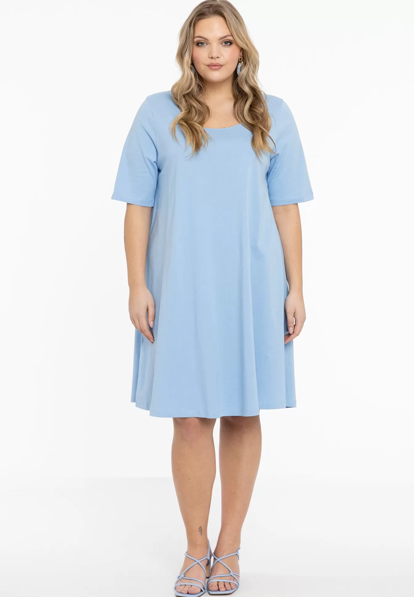 YOEK Jurk A-lijn COTTON Lightblue Shop