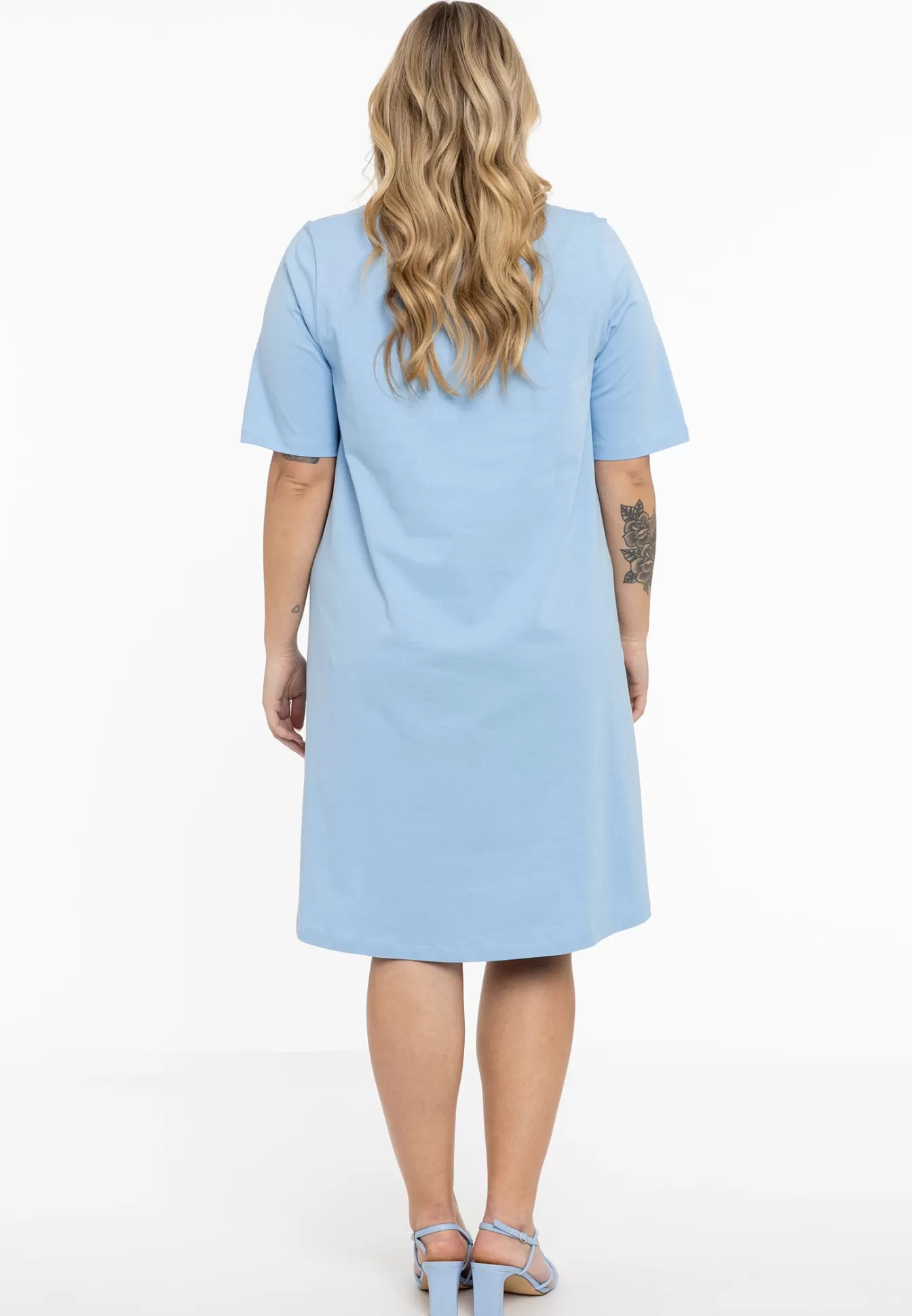 YOEK Jurk A-lijn COTTON Lightblue Shop