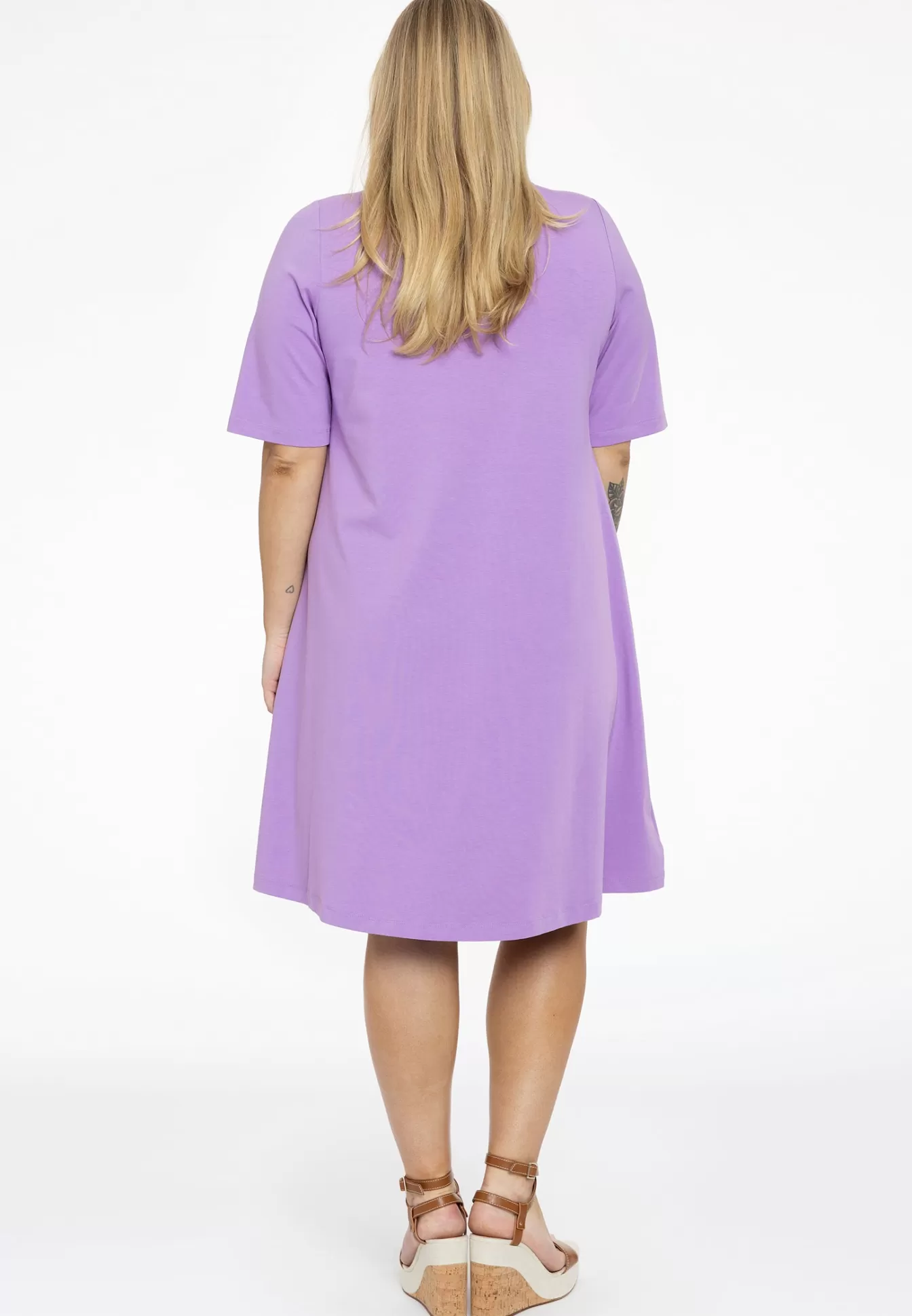 YOEK Jurk A-lijn met knoopjes COTTON Lightpurple Online