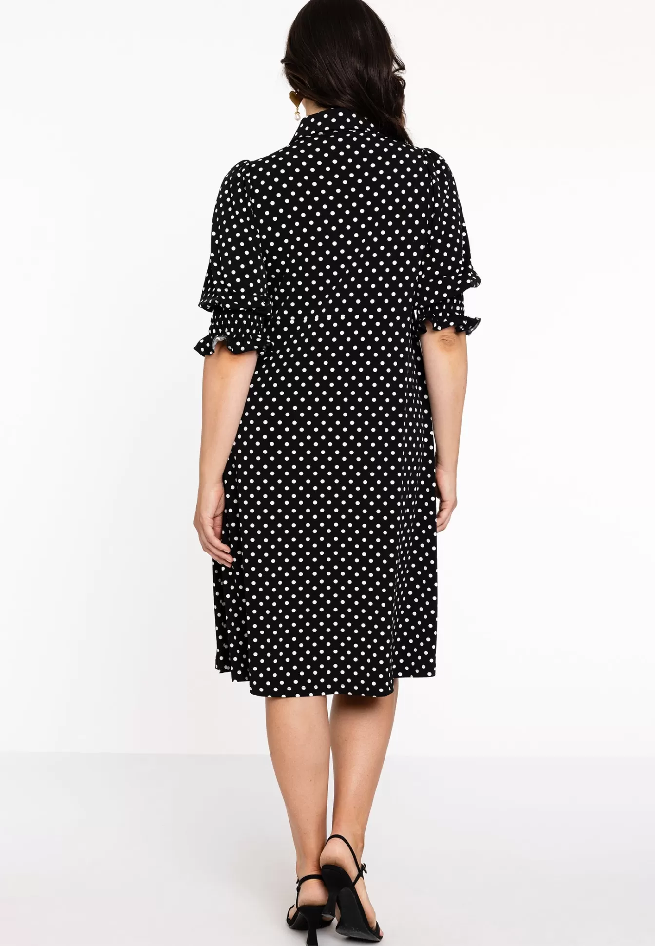 YOEK Jurk met knopen DOTS Black Hot