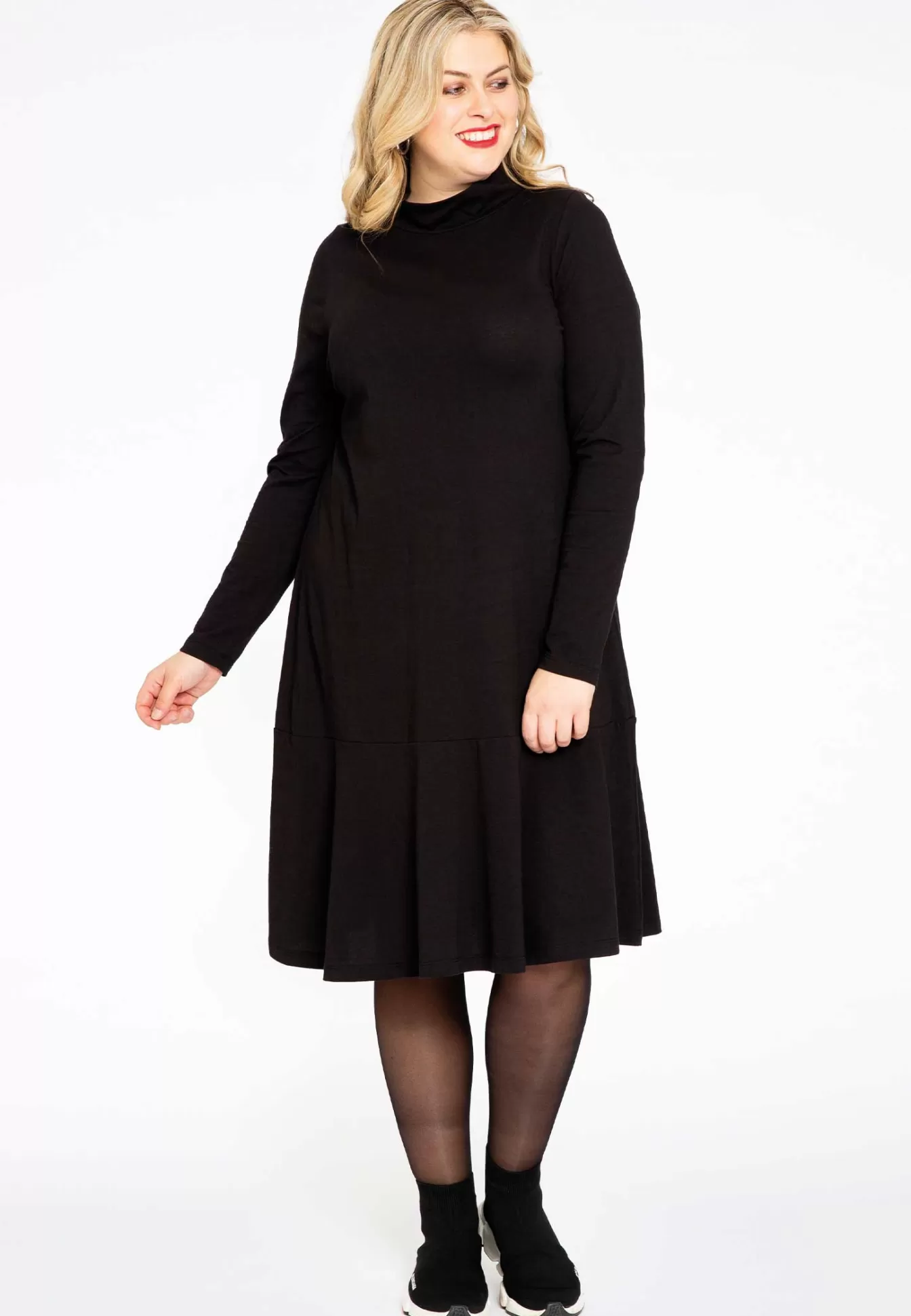 YOEK Jurk met turtle neck COTTON Black Cheap