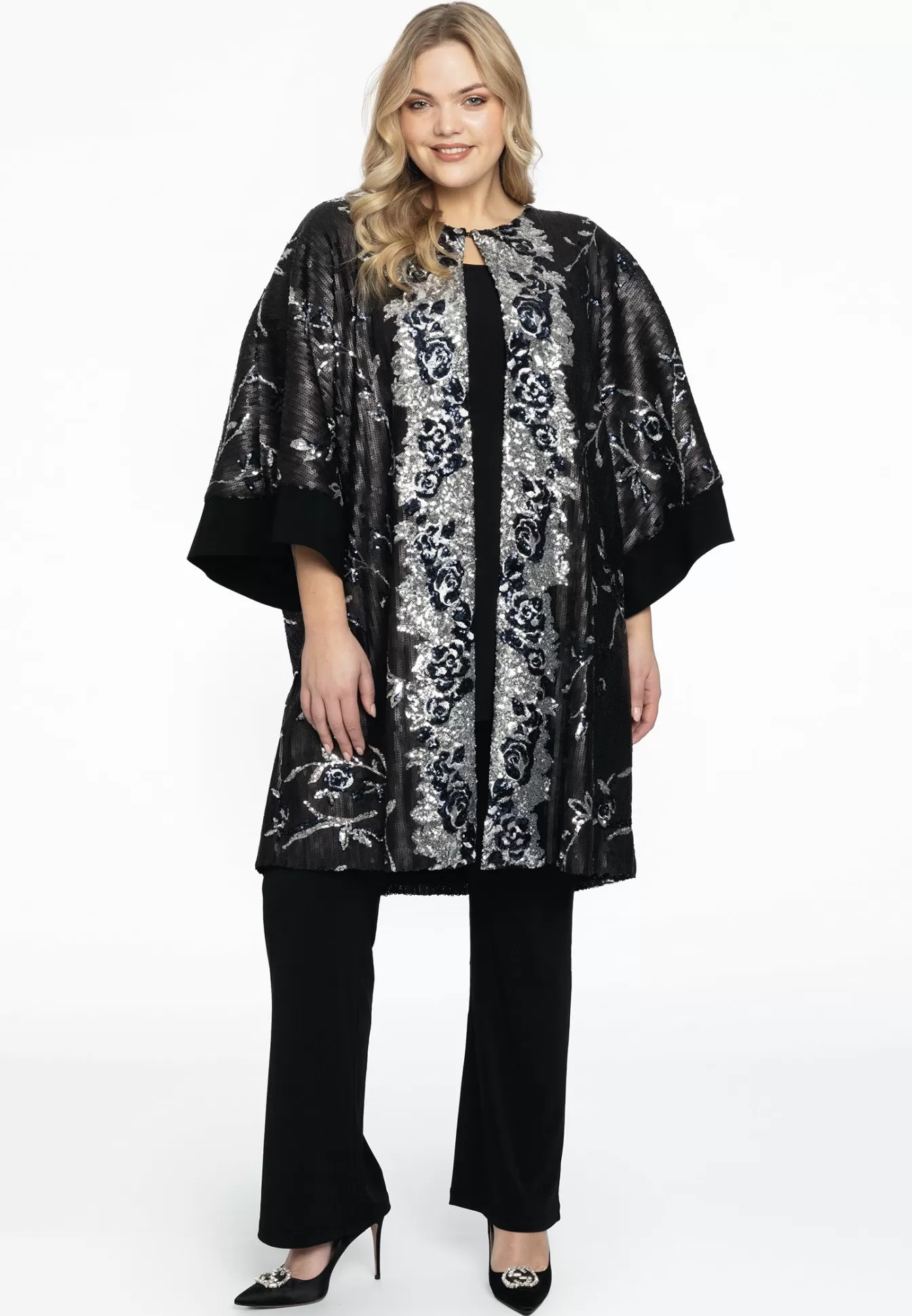 YOEK Kimono SEQUINS Black New