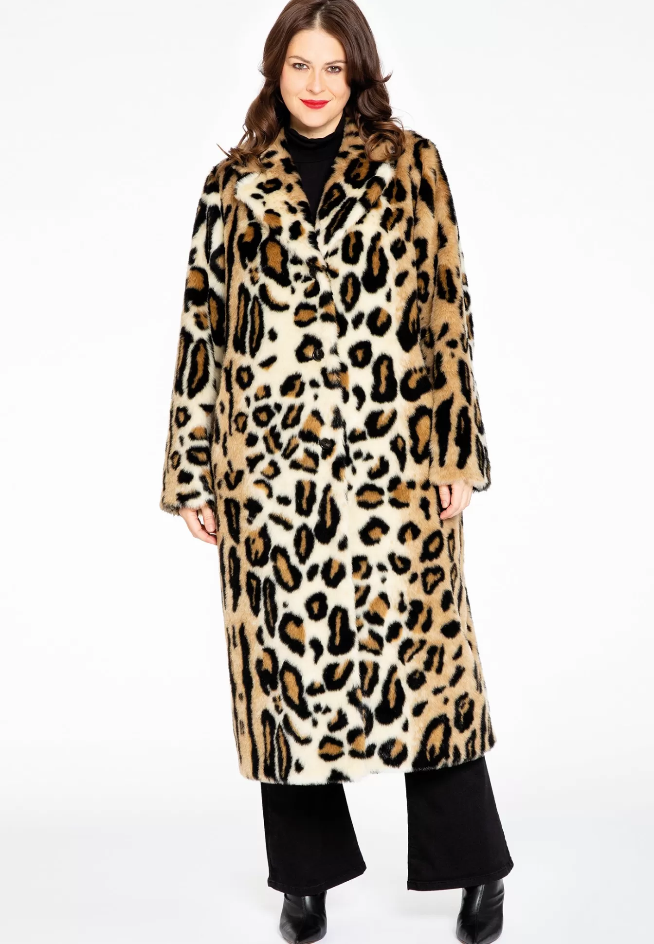 YOEK Mantel faux fur LEOPARD Brown Cheap