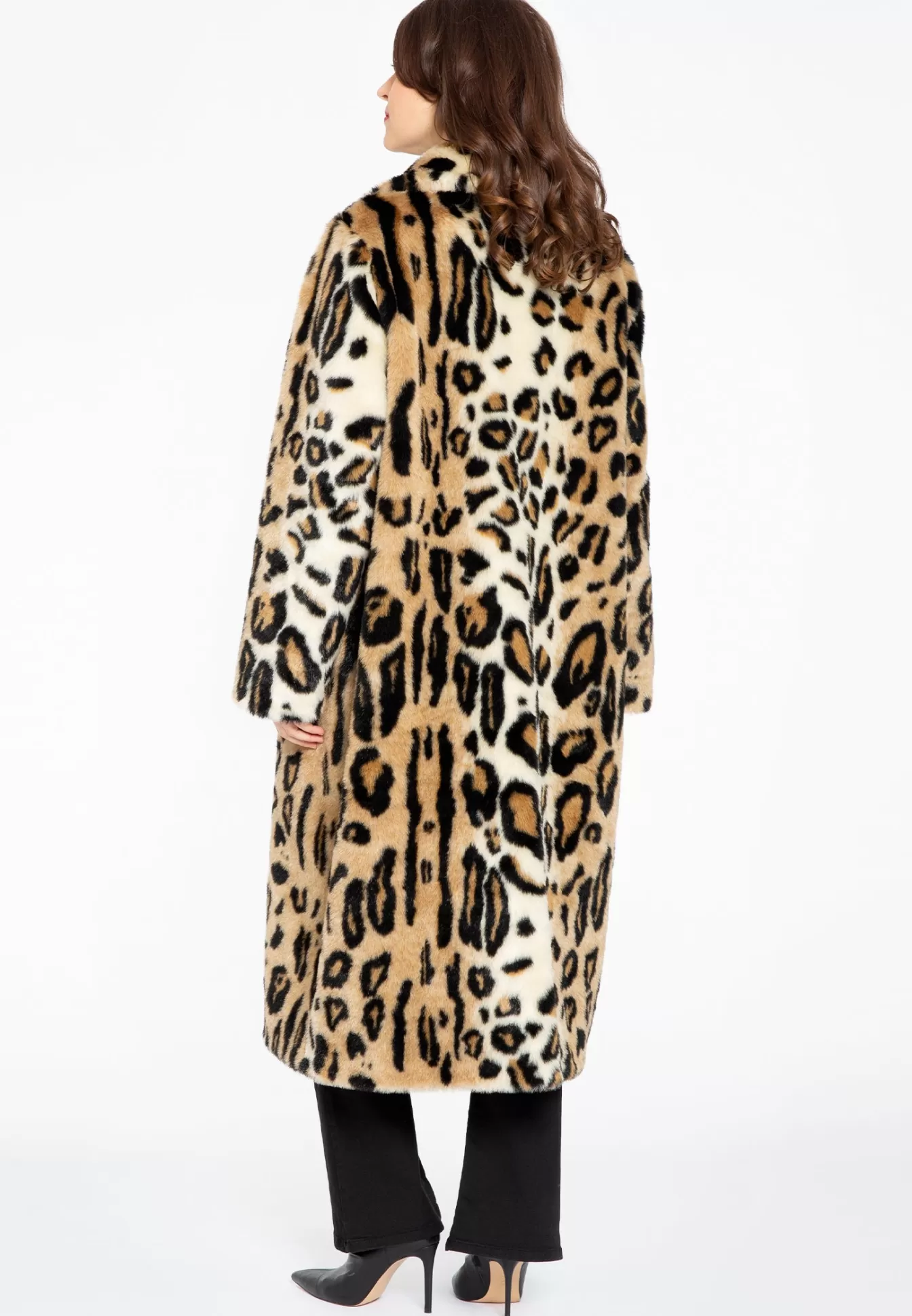 YOEK Mantel faux fur LEOPARD Brown Cheap