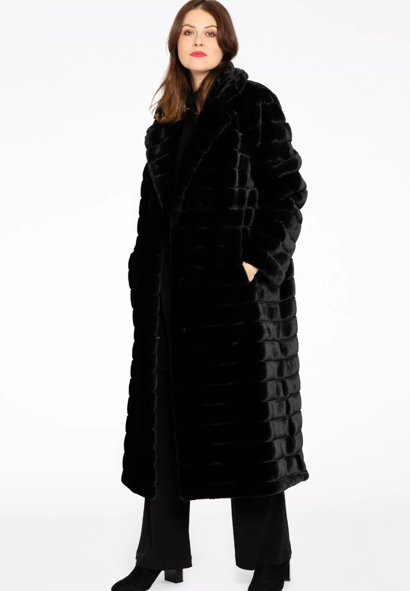 YOEK Mantel streep faux fur Black Hot