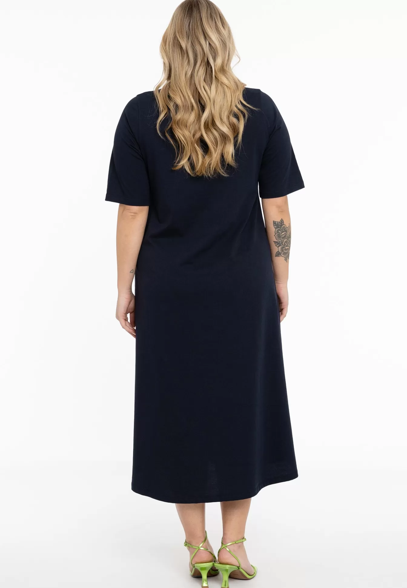 YOEK Maxi jurk A-lijn COTTON Blue Clearance