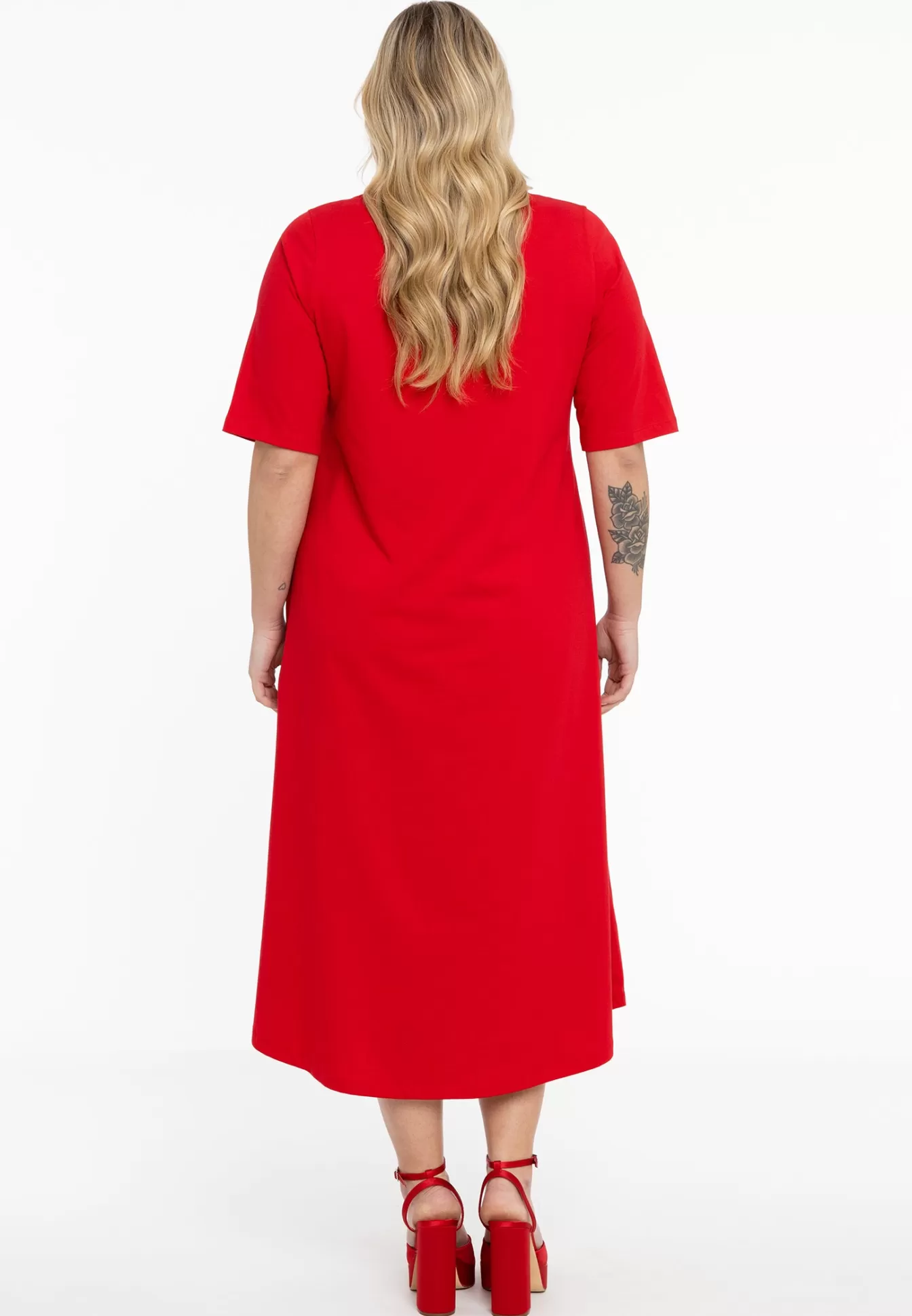 YOEK Maxi jurk A-lijn COTTON Red Discount