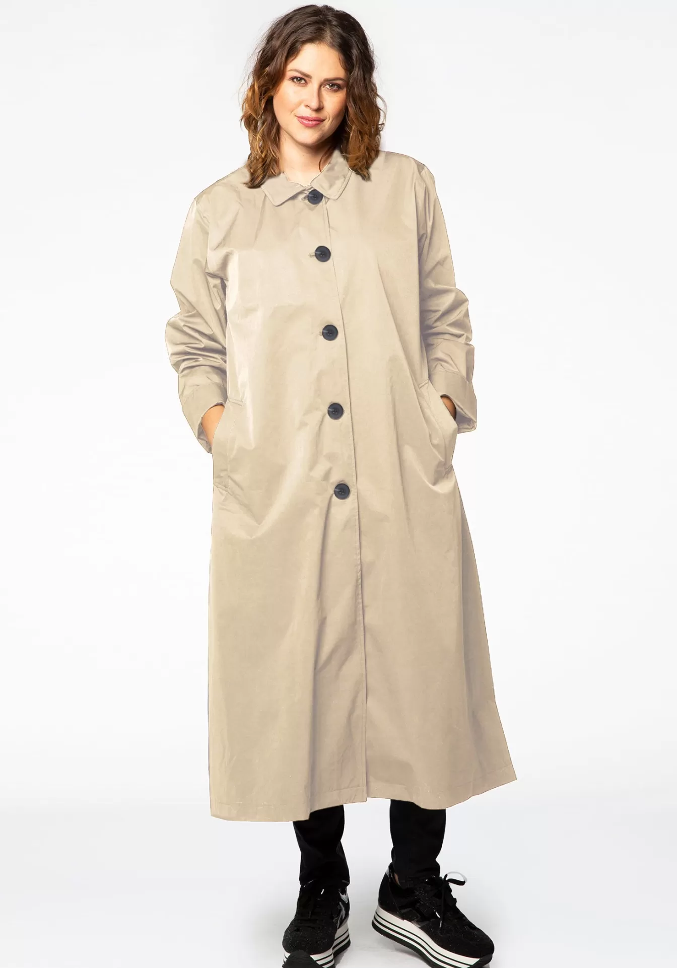 YOEK Raincoat basic long Brown Discount