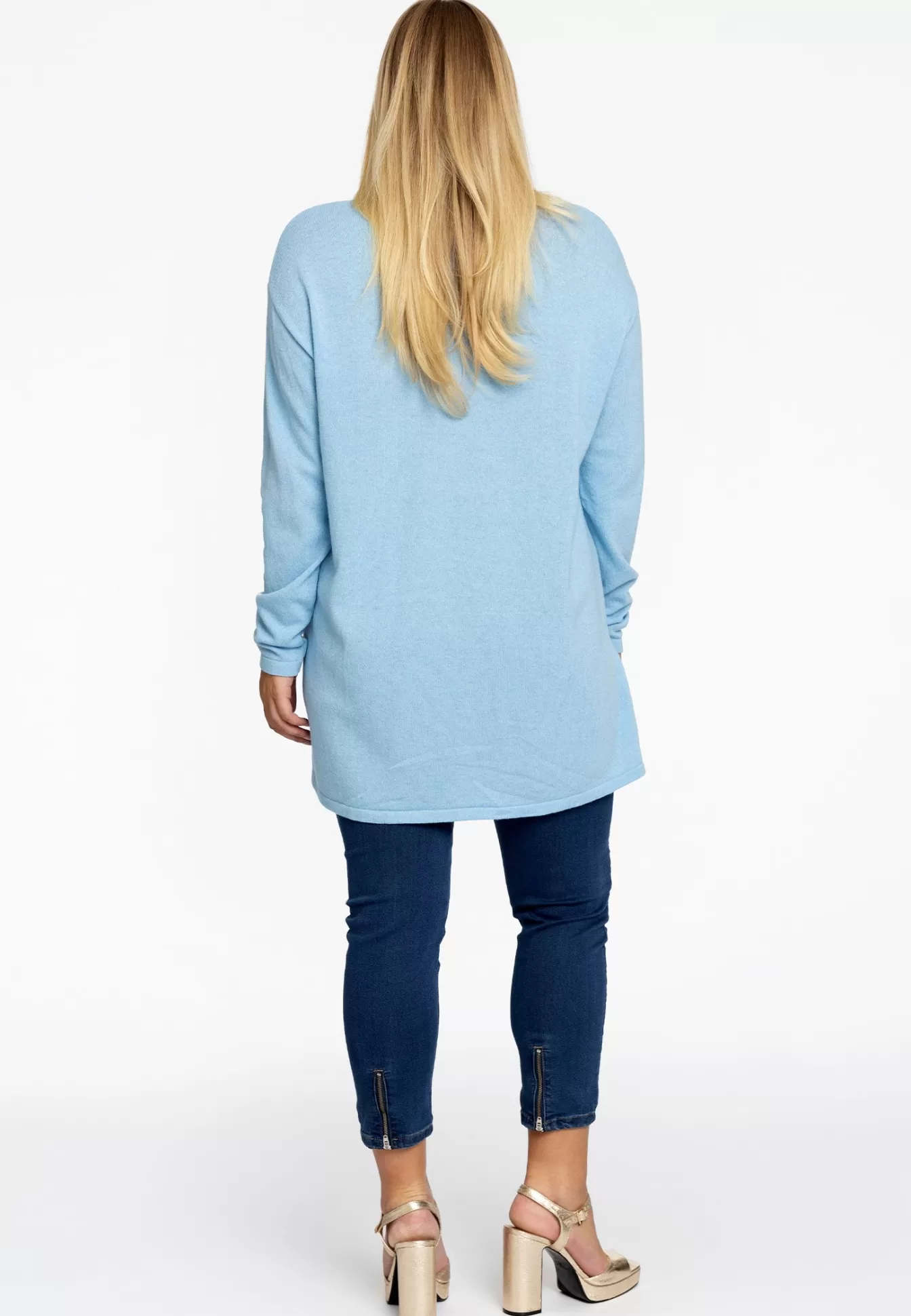 YOEK Trui met V-hals cashmere Lightblue Online