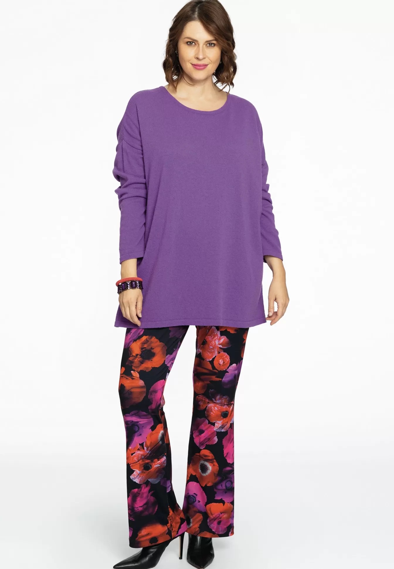 YOEK Trui vierkant cashmere Purple Discount