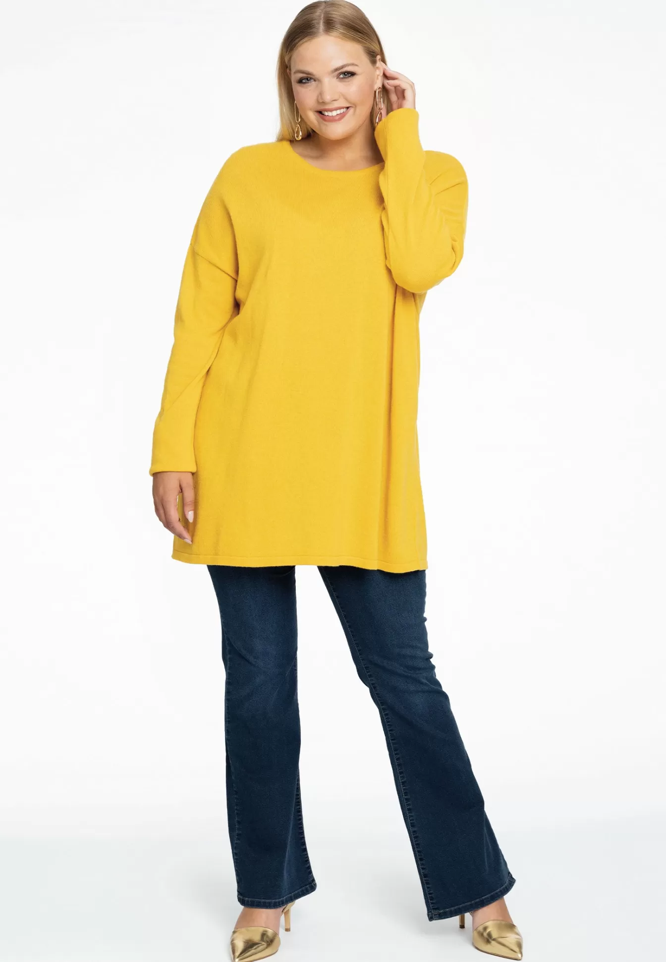 YOEK Trui vierkant cashmere Yellow Hot