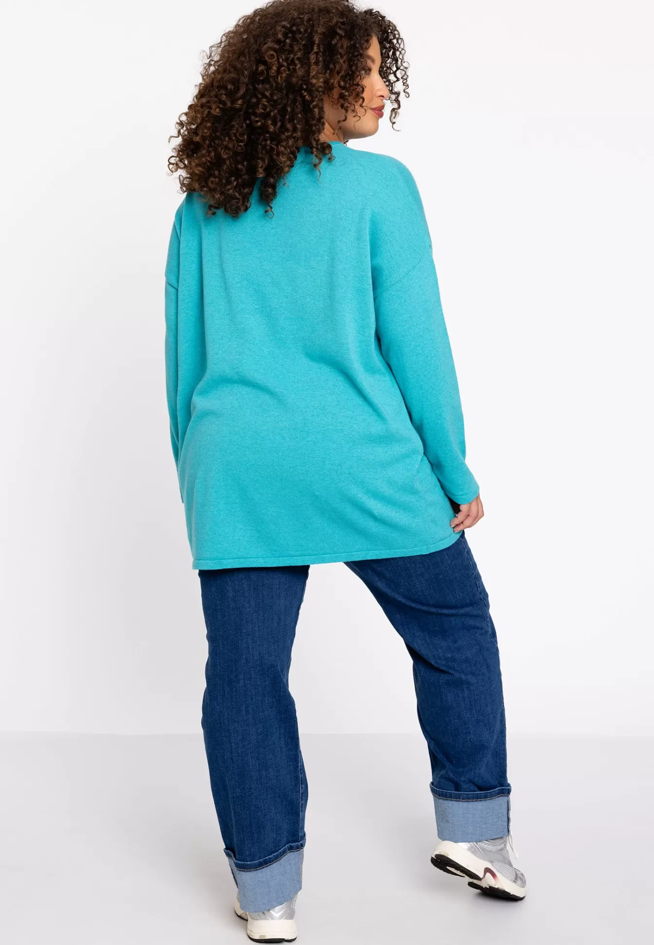 YOEK Trui vierkant cashmere Turquoise Clearance