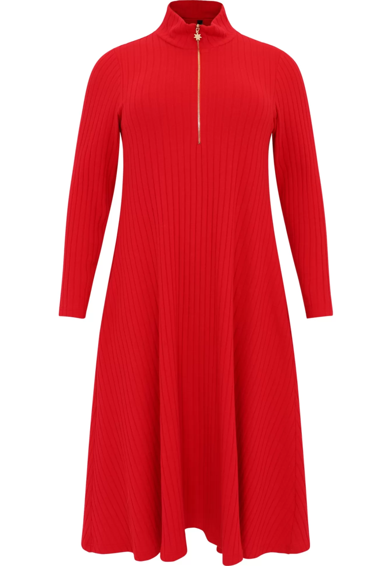 YOEK Trui-jurk met rits RIB Red Best