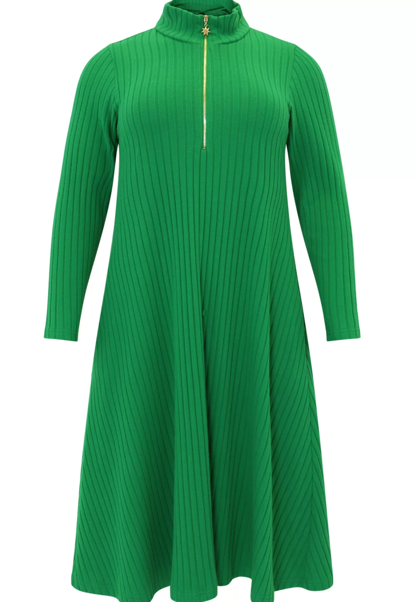 YOEK Trui-jurk met rits RIB Green Fashion