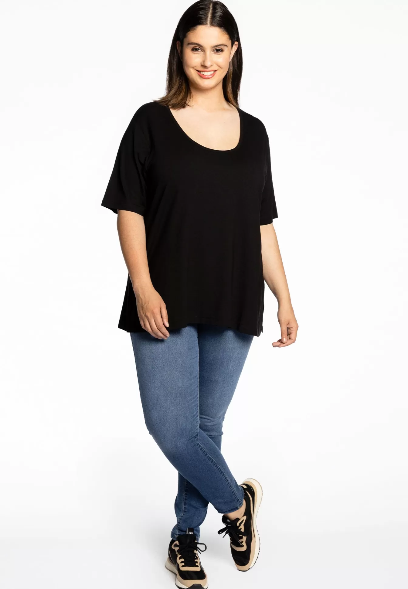 YOEK T-shirt A-lijn VISCOSE Black New