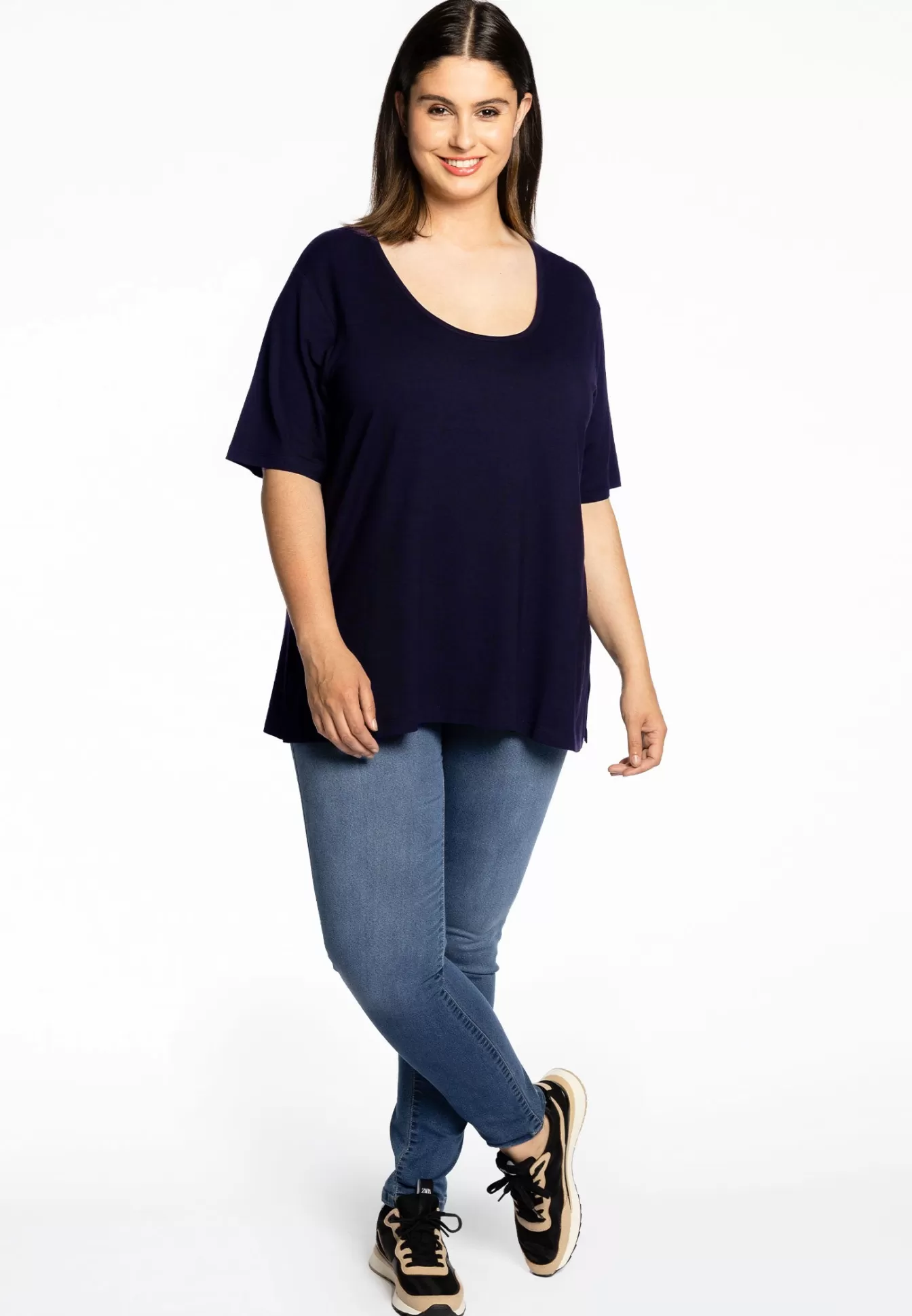 YOEK T-shirt A-lijn VISCOSE Blue Hot