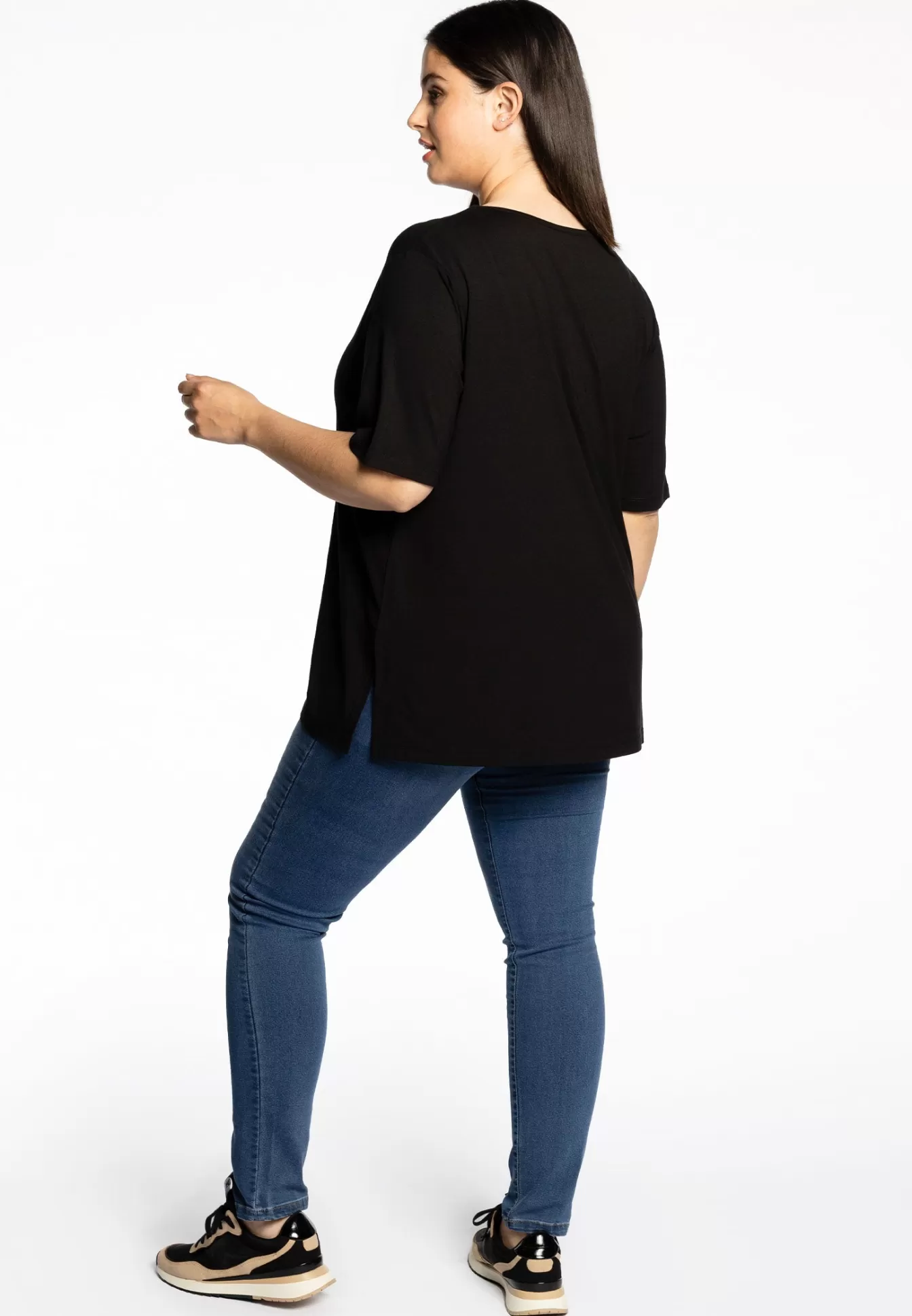 YOEK T-shirt A-lijn VISCOSE Black New