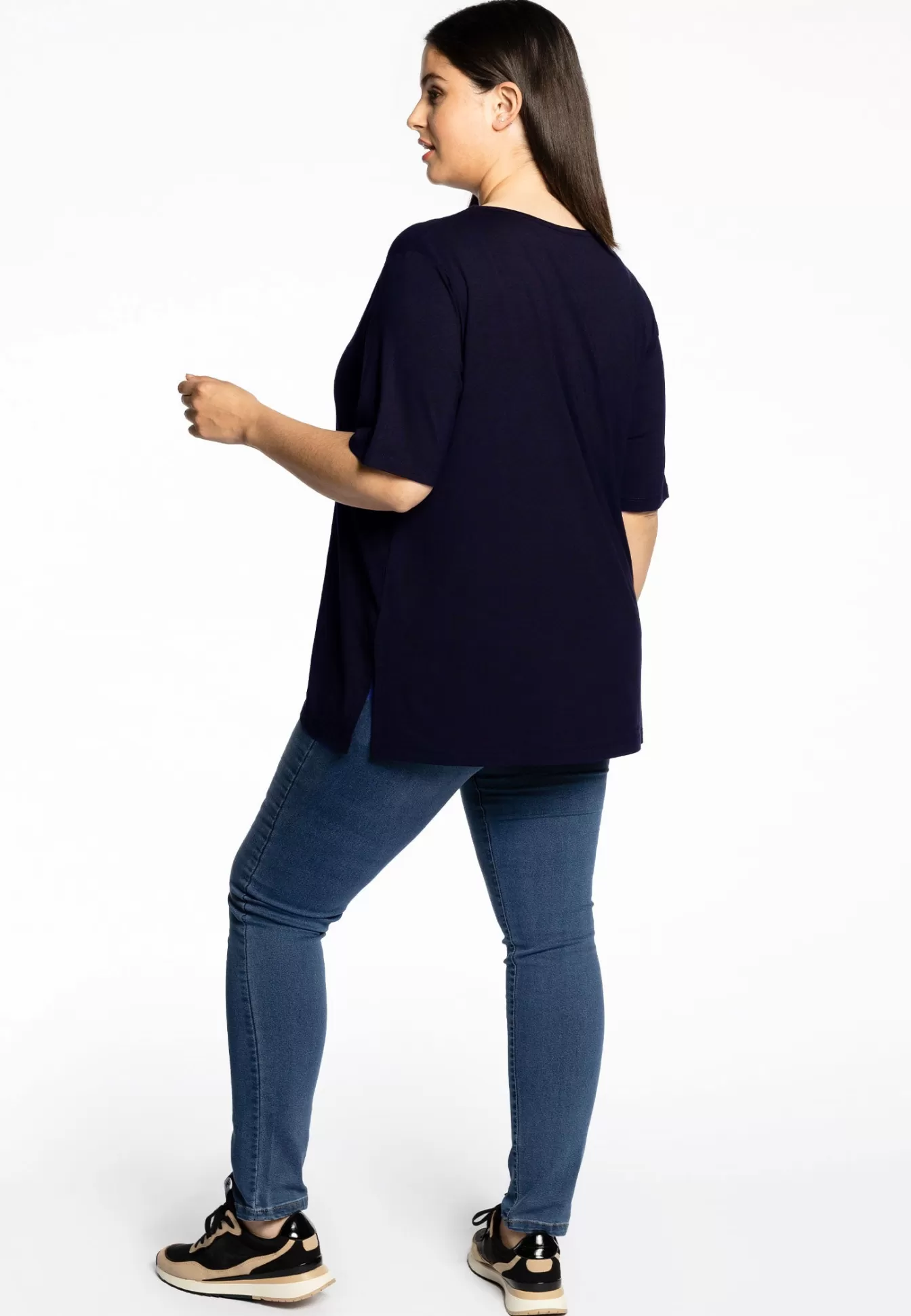 YOEK T-shirt A-lijn VISCOSE Blue Hot