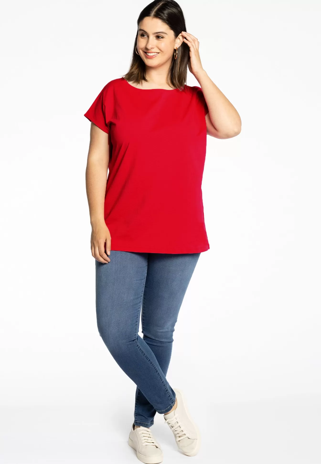 YOEK T-shirt kapmouwen COTTON Red Sale