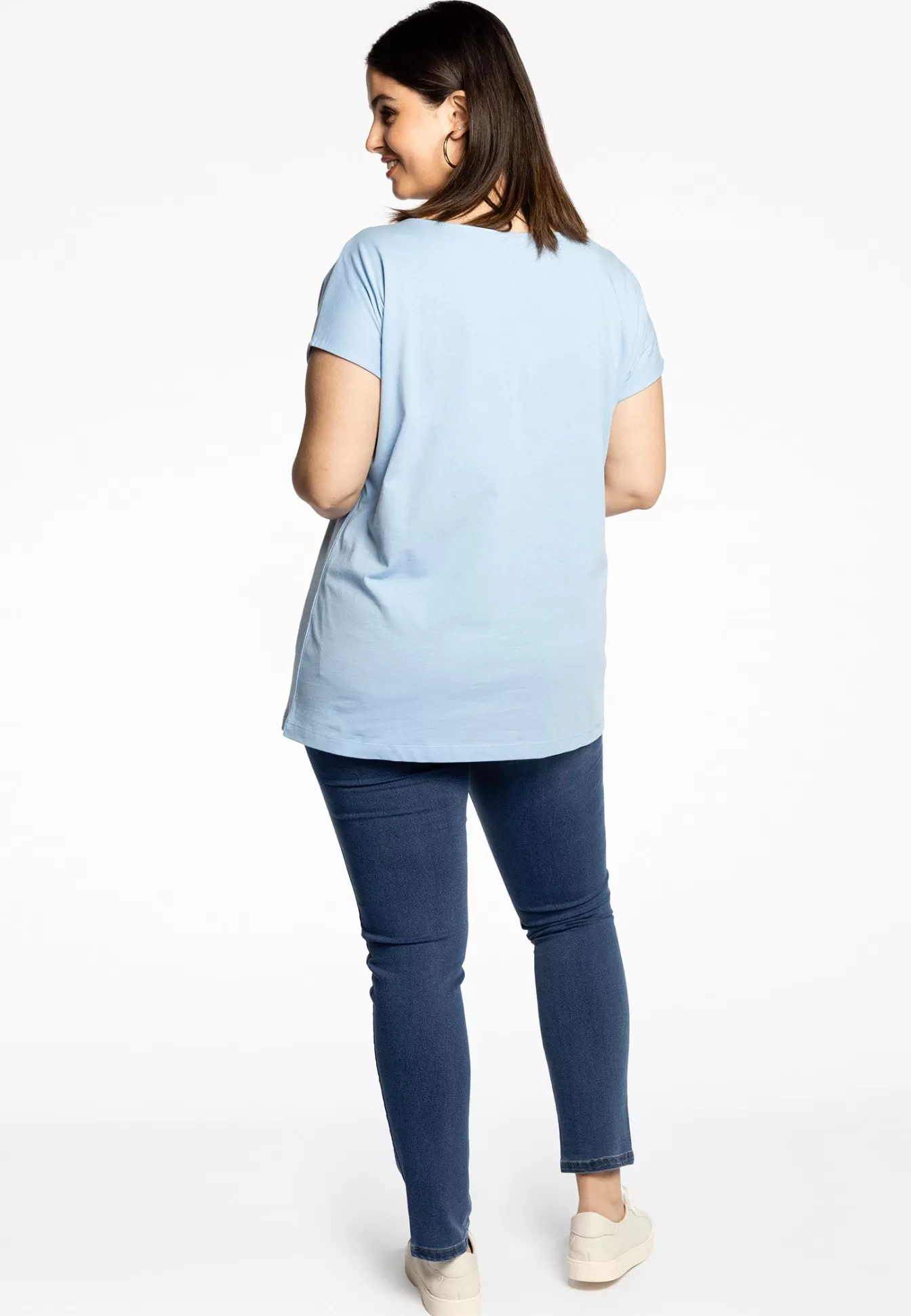 YOEK T-shirt kapmouwen COTTON Lightblue Discount