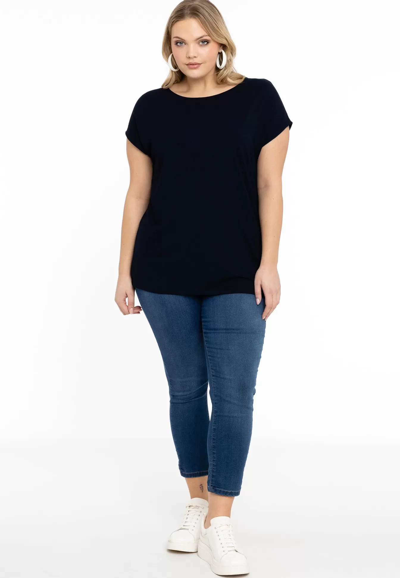 YOEK T-shirt kapmouwen wijd VISCOSE Blue Online