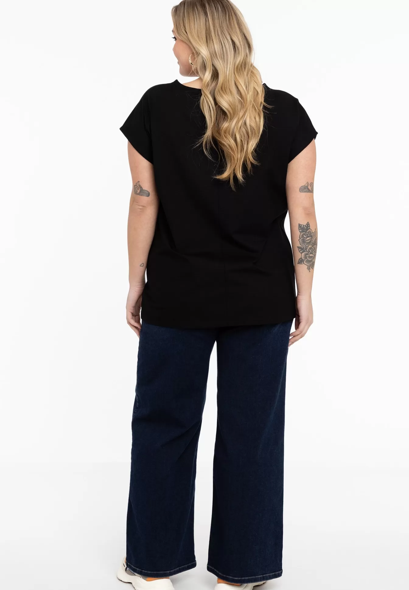 YOEK T-shirt kapmouwen wijd VISCOSE Black Best