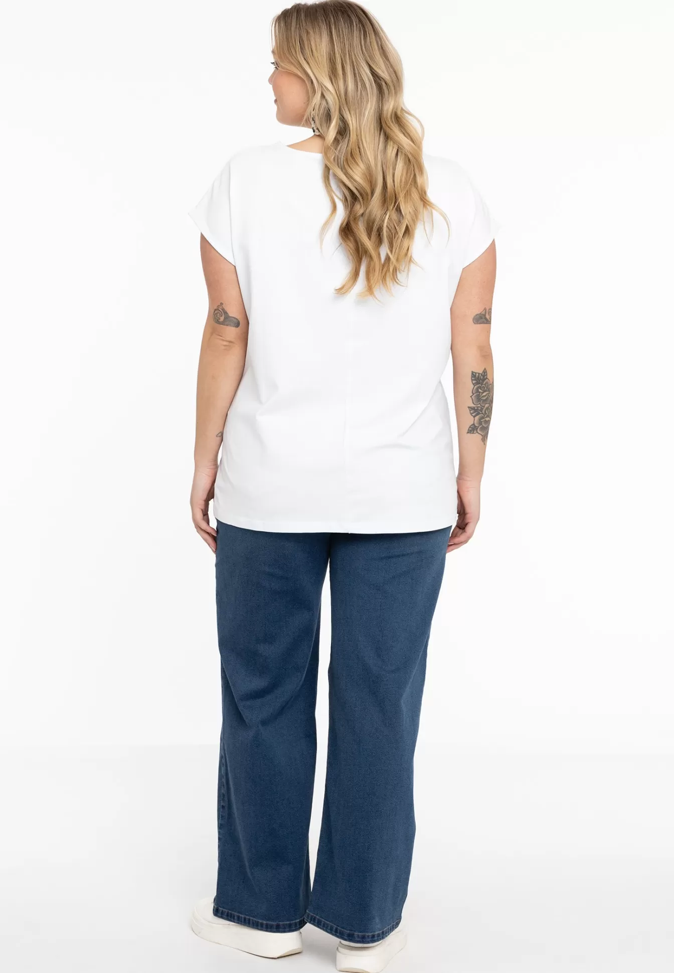 YOEK T-shirt kapmouwen wijd VISCOSE White Store