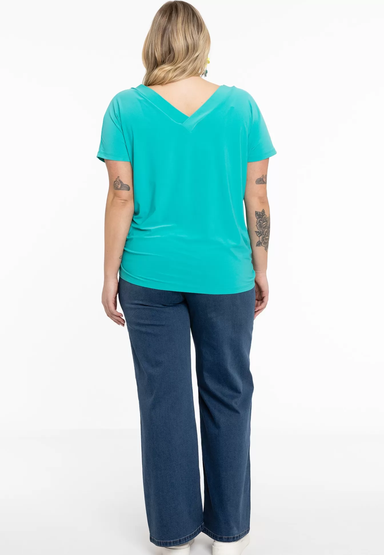 YOEK T-shirt v-hals DOLCE Turquoise Cheap