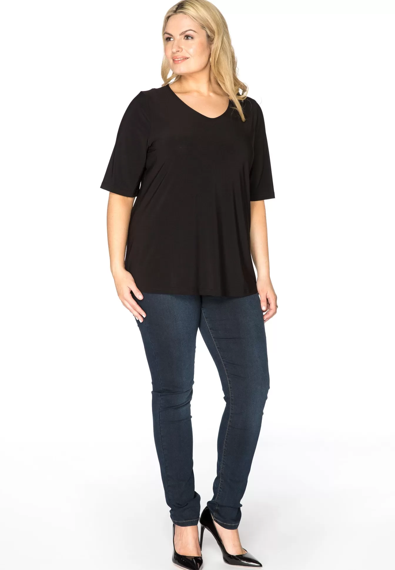 YOEK T-shirt v-hals relax fit DOLCE Black Best Sale