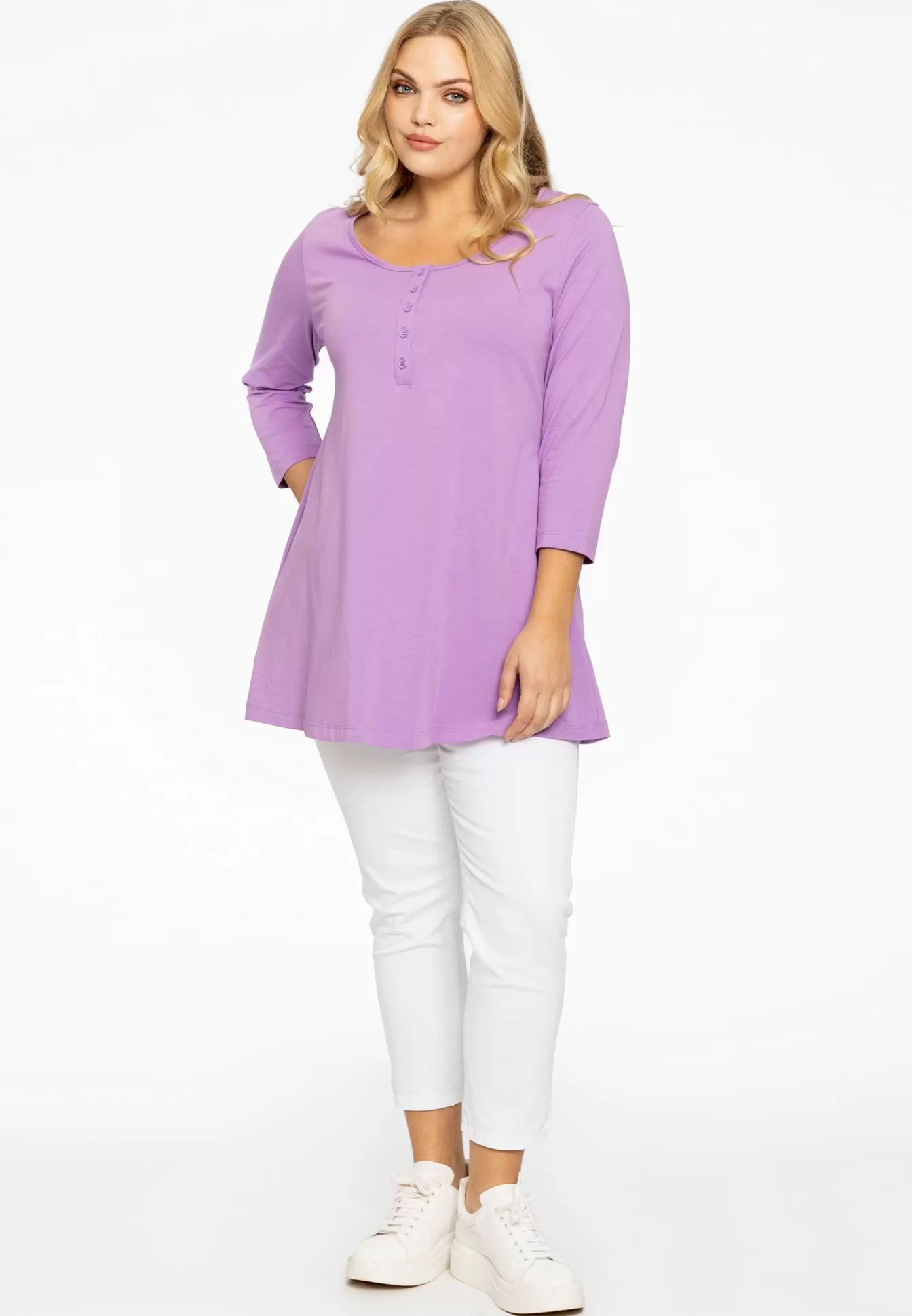 YOEK Tuniek flare fit knopen COTTON Lightpurple Store