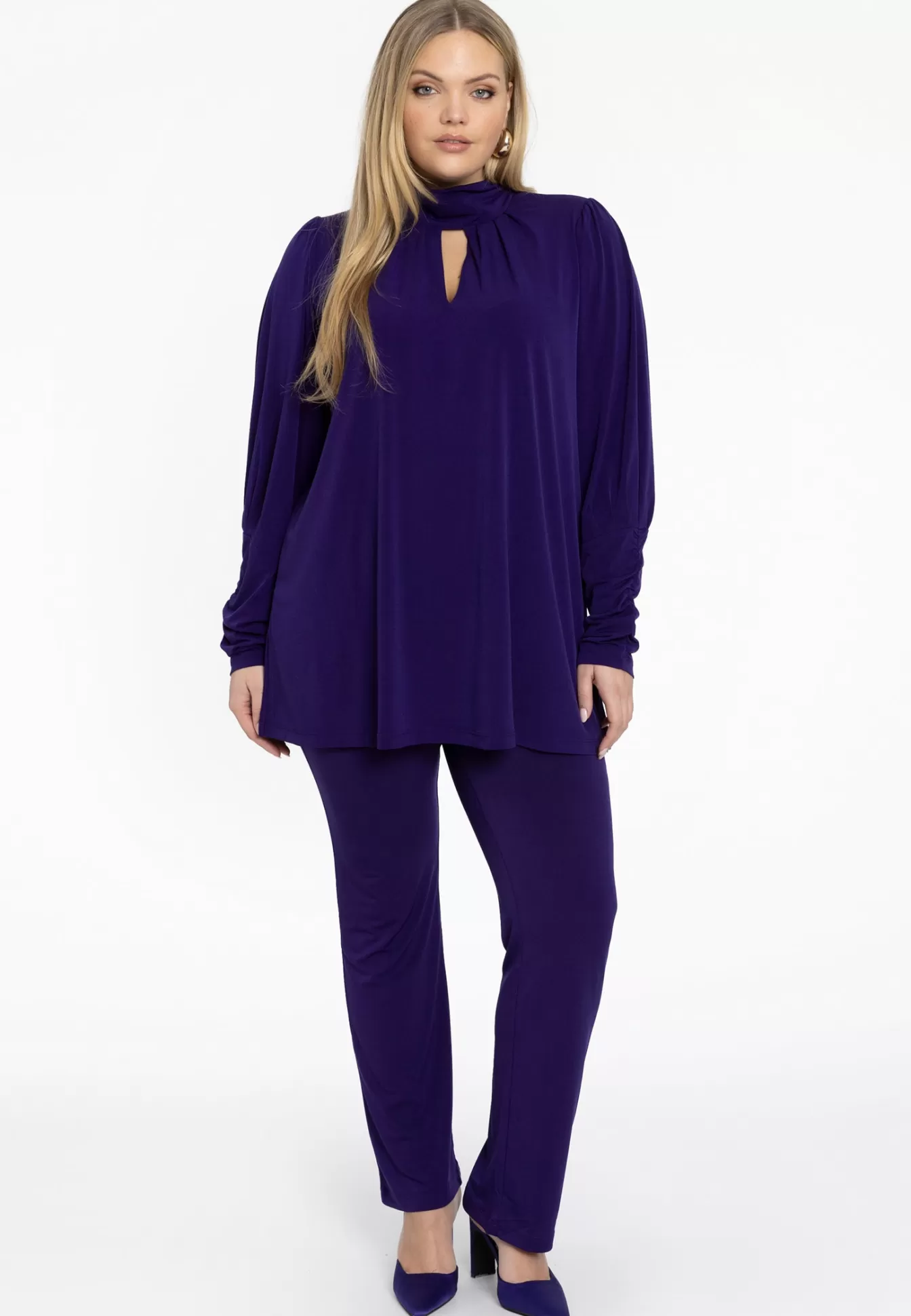 YOEK Tuniek flare met plooien DOLCE Purple Hot