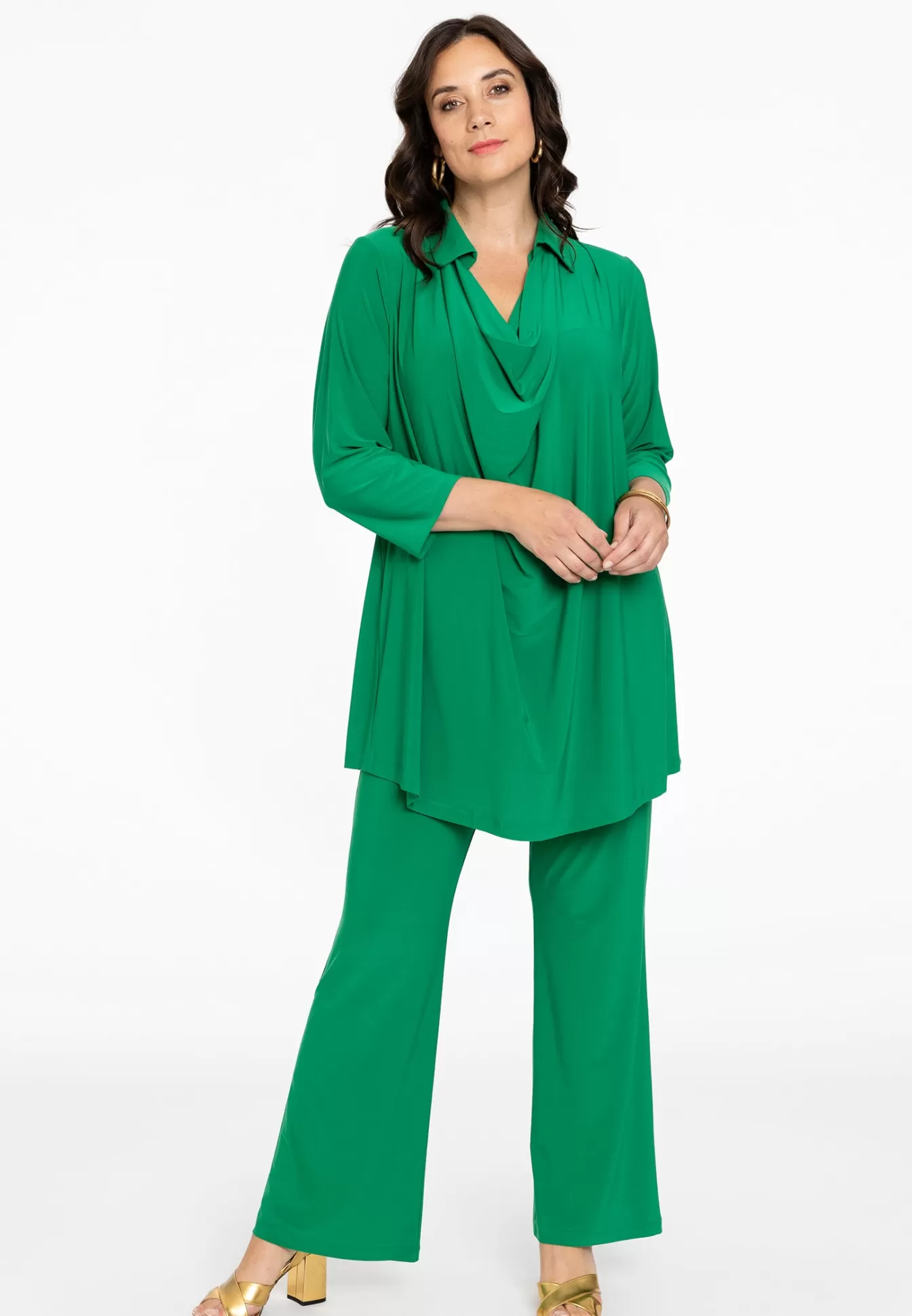 YOEK Tuniek flare waterfall DOLCE Green Flash Sale