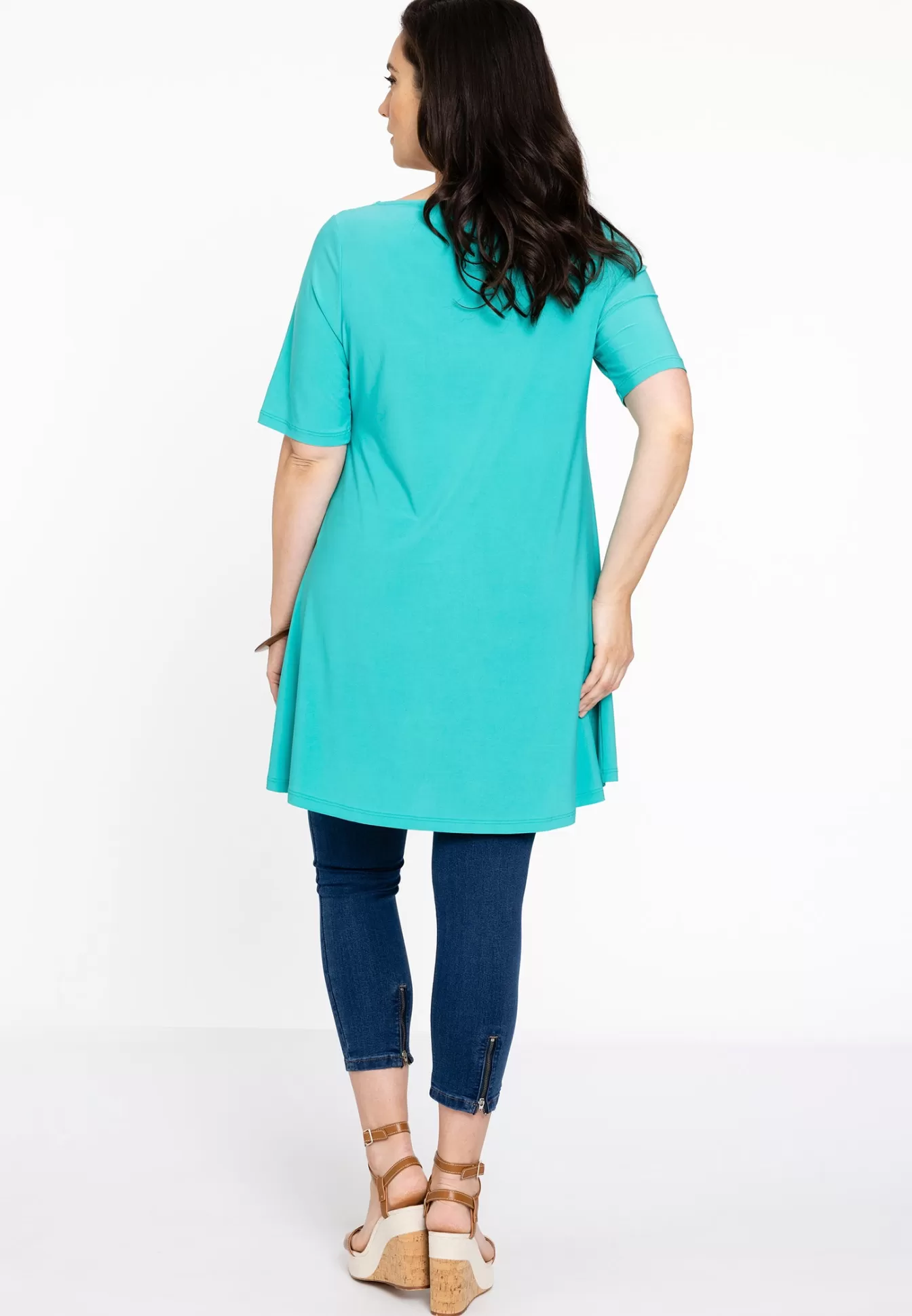 YOEK Tuniek met diepe halslijn DOLCE Turquoise Hot