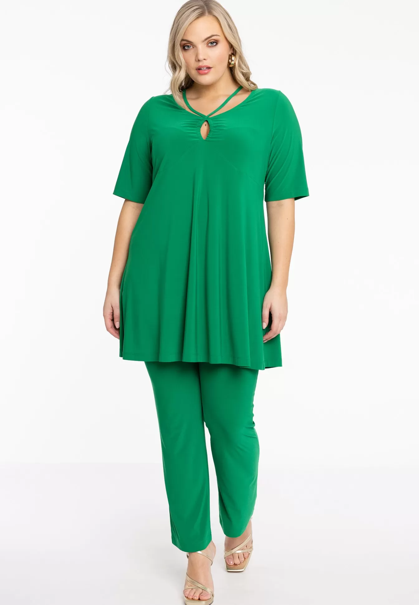 YOEK Tuniek met hals detail DOLCE Green Sale